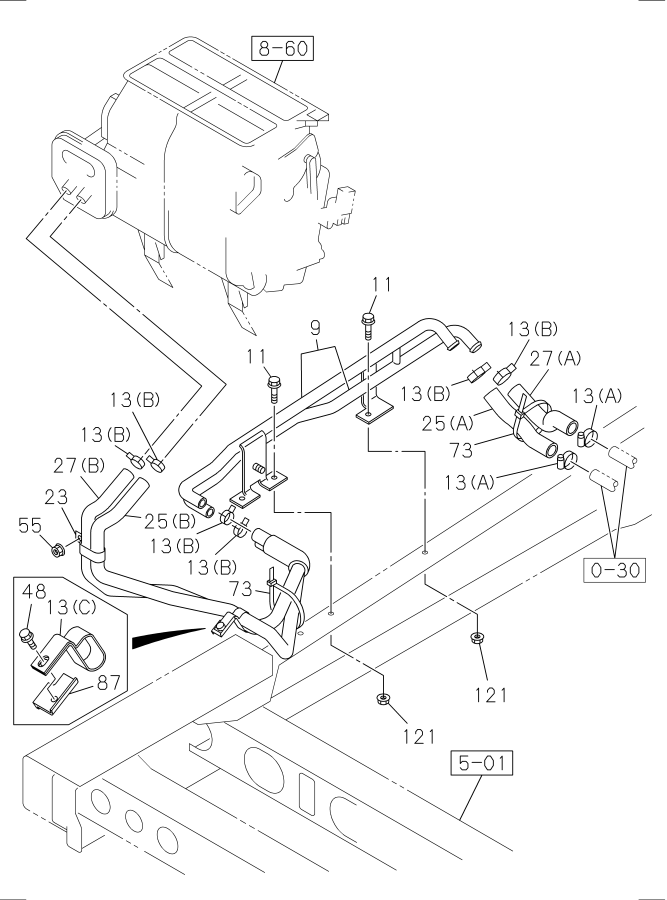 Diagram HEATER PIPING for your Isuzu