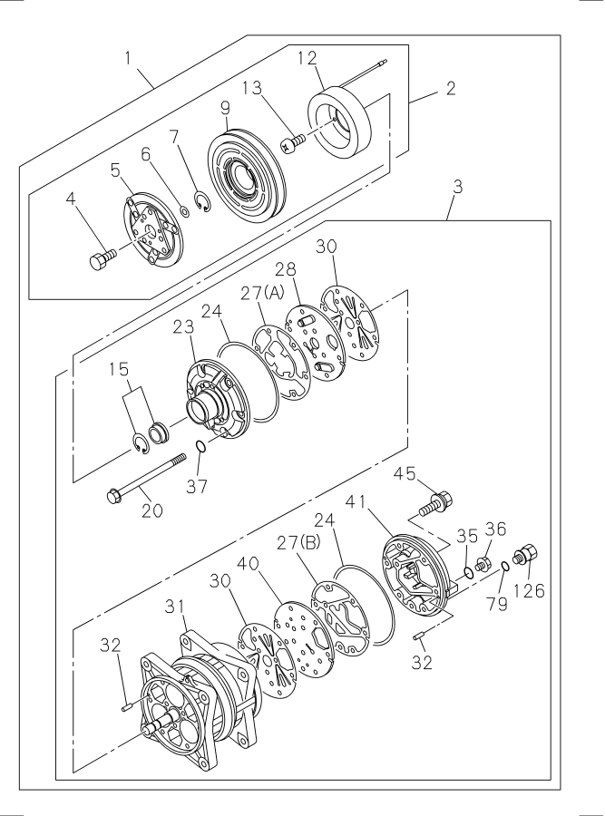 Diagram COMPRESSOR; AIR CONDITIONING for your 1998 Isuzu NPR SINGLE CAB AND SHORT CHASSIS V8 MPI (L31) 