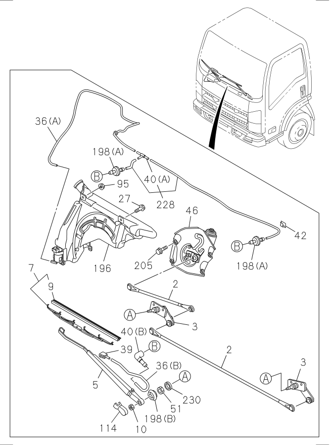 Diagram WINDSHIELD WIPER AND WASHER for your Isuzu