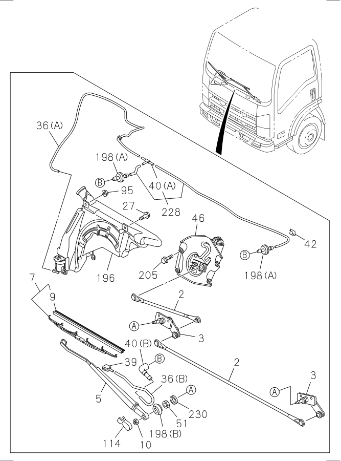 Diagram WINDSHIELD WIPER AND WASHER for your 2017 Isuzu NPR   