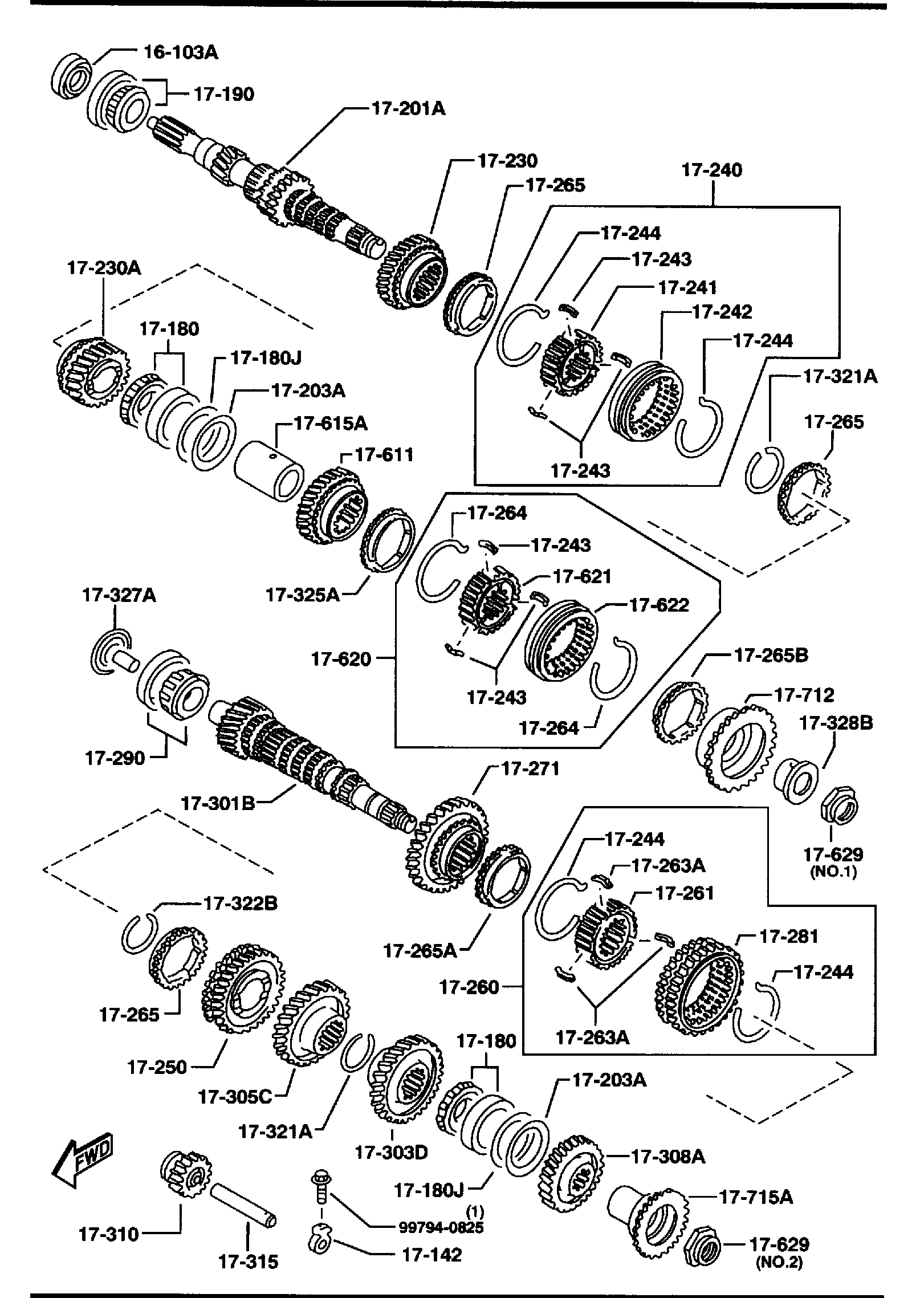 Diagram MANUAL TRANSMISSION GEARS (1800CC) for your 1991 Mazda B2600   