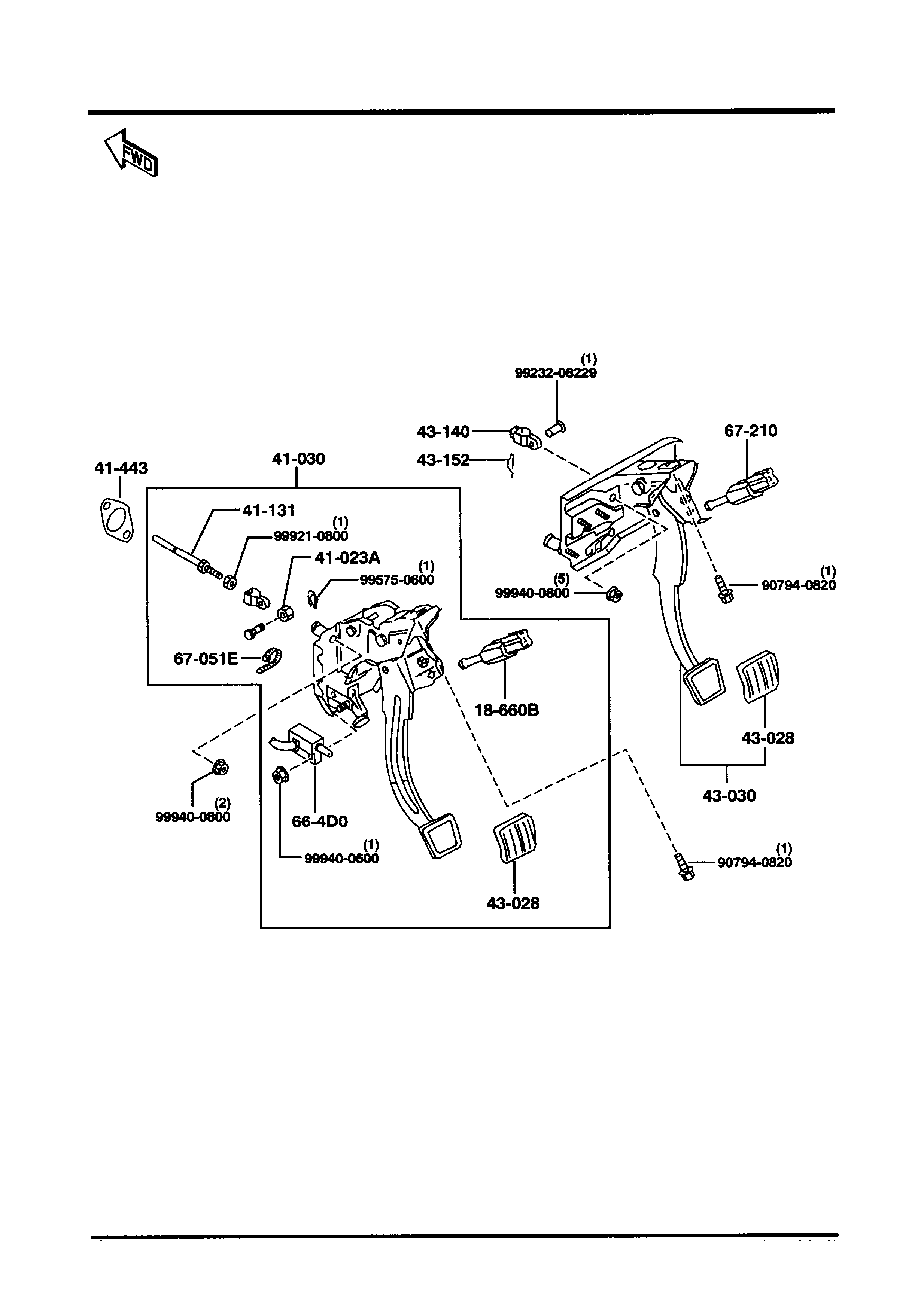 Diagram CLUTCH & BRAKE PEDALS (MANUAL TRANSMISSION) for your 2006 Mazda Mazda3   
