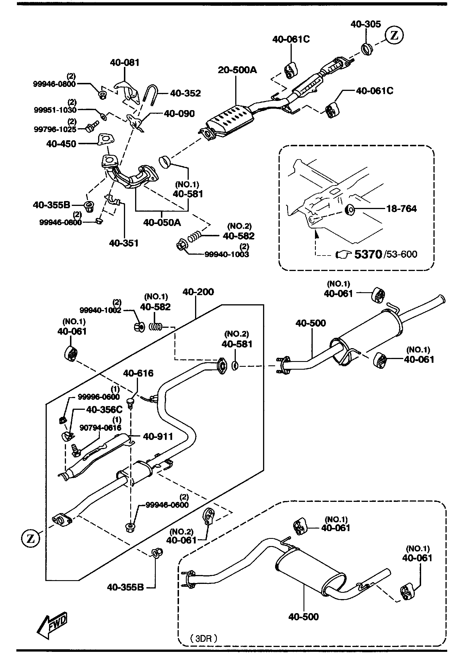 Diagram EXHAUST SYSTEM (1500CC) for your 2001 Mazda MPV   