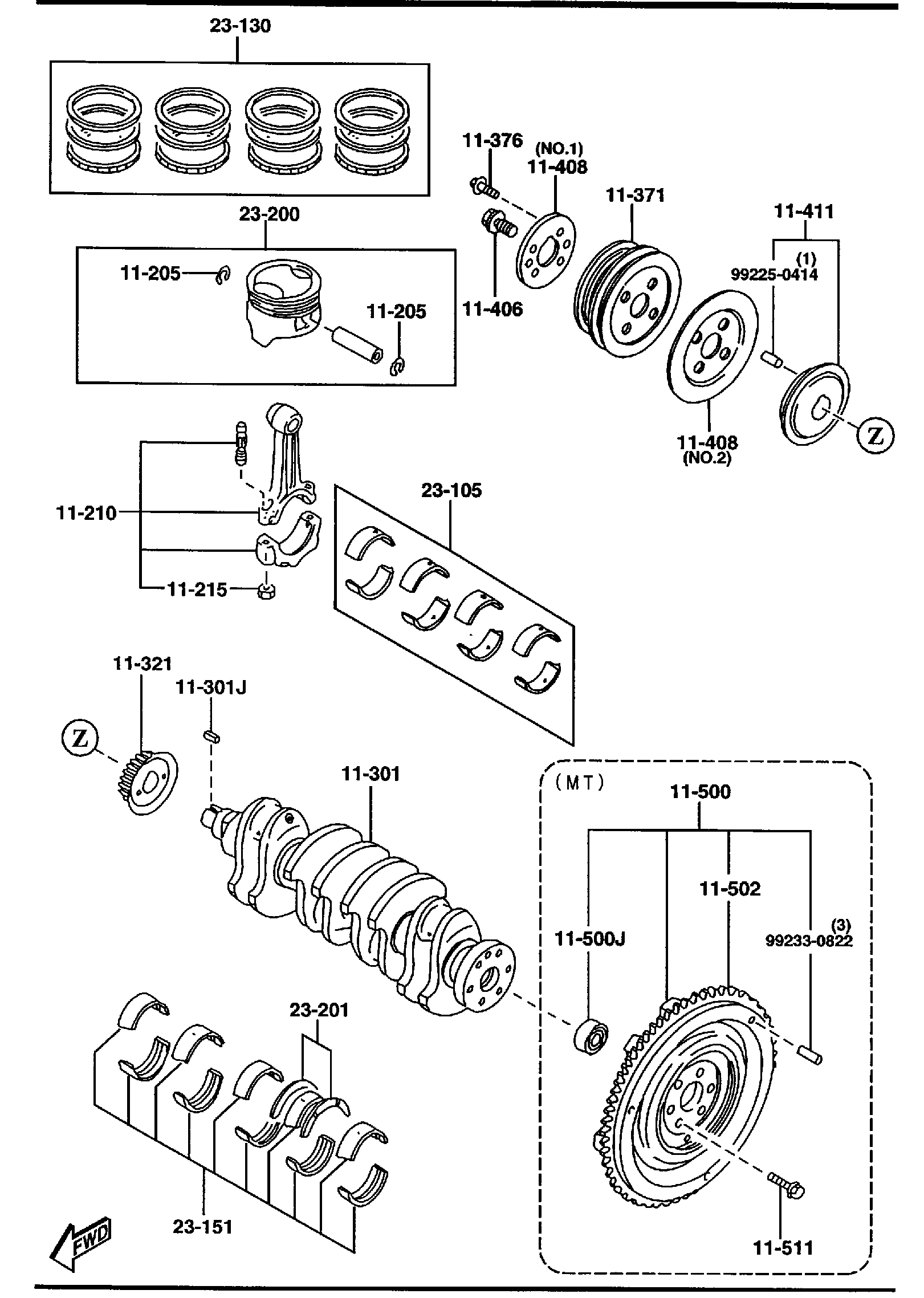 Diagram PISTON, CRANKSHAFT & FLYWHEEL (1800CC) for your 2021 Mazda CX-5   