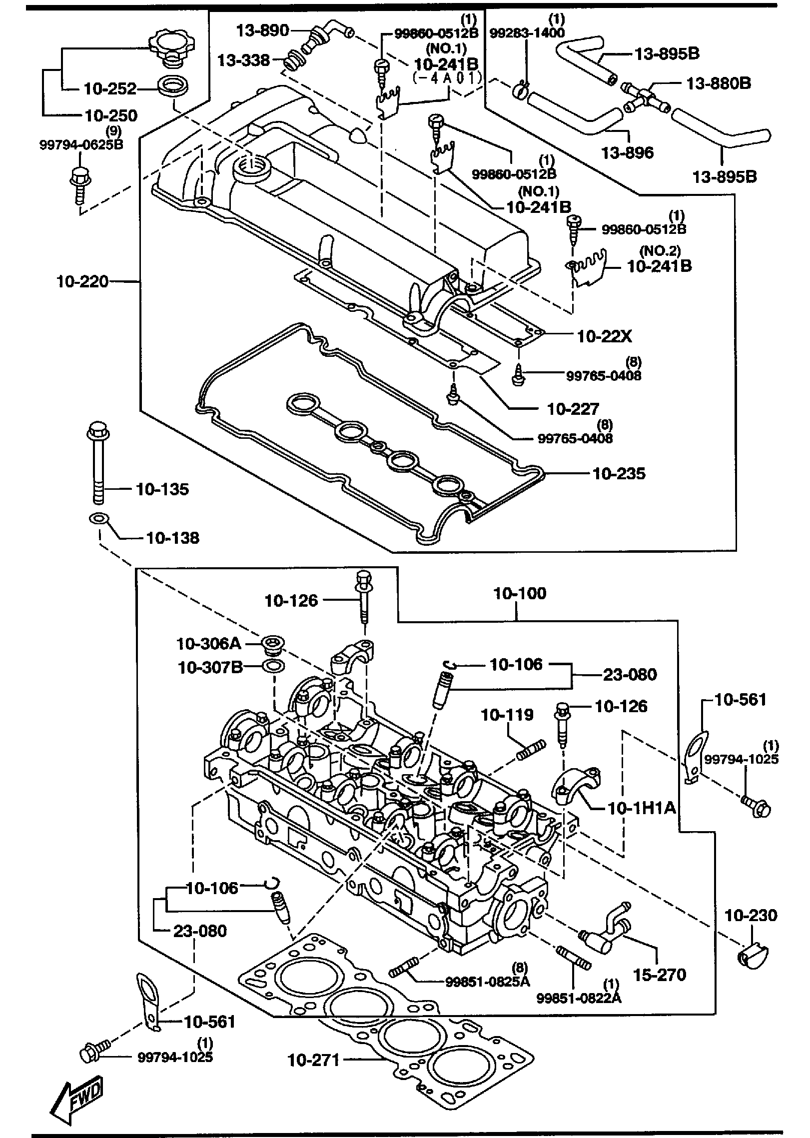 Diagram CYLINDER HEAD & COVER (1500CC) for your 2003 Mazda Protege   