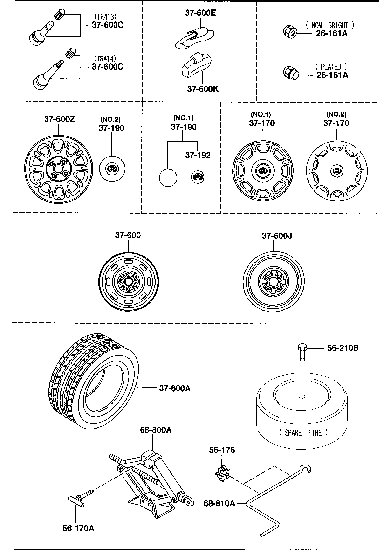 Diagram TIRES & JACK for your Mazda