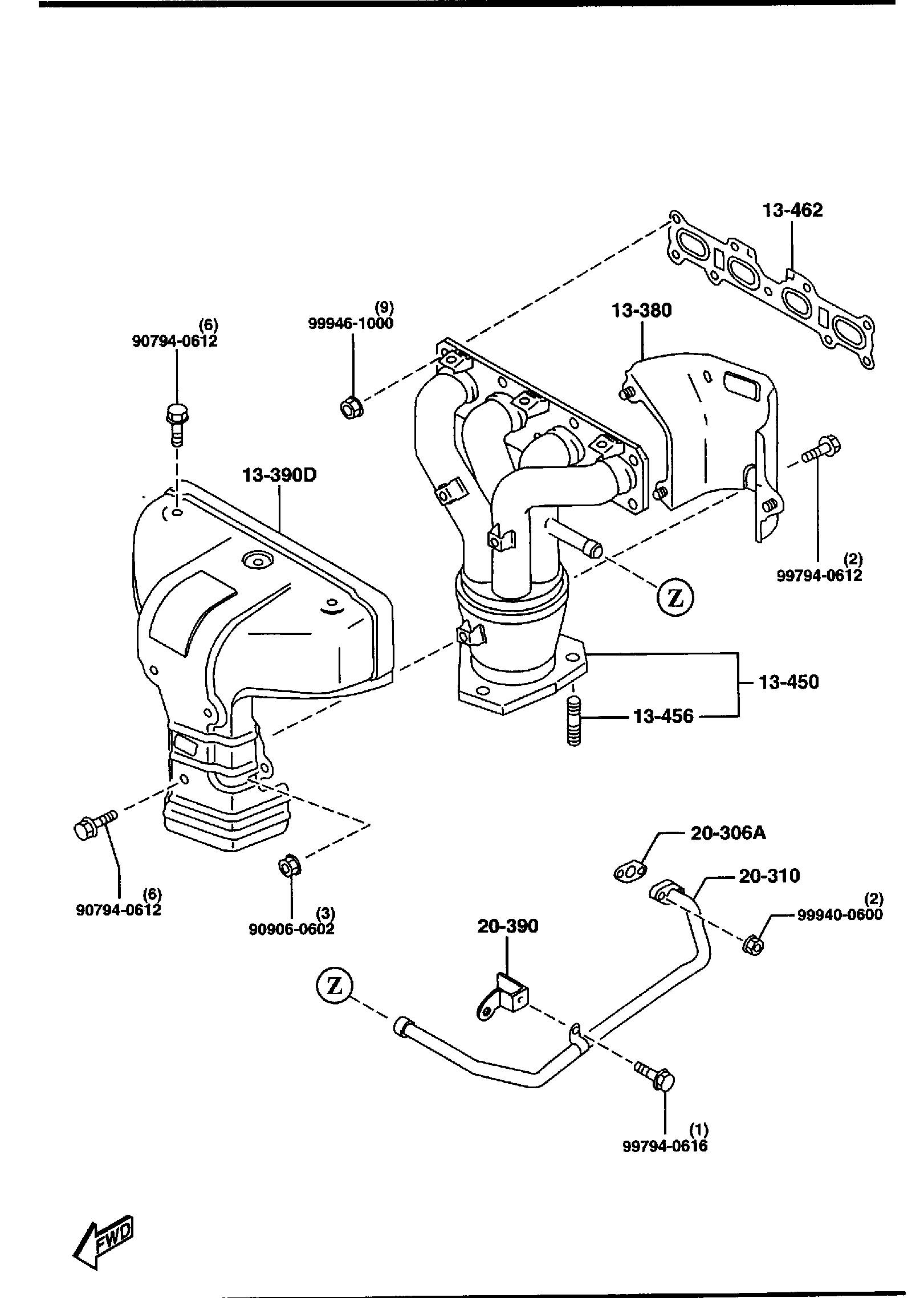 Diagram EXHAUST MANIFOLD (1800CC) for your 2005 Mazda Mazda3  SEDAN BASE 