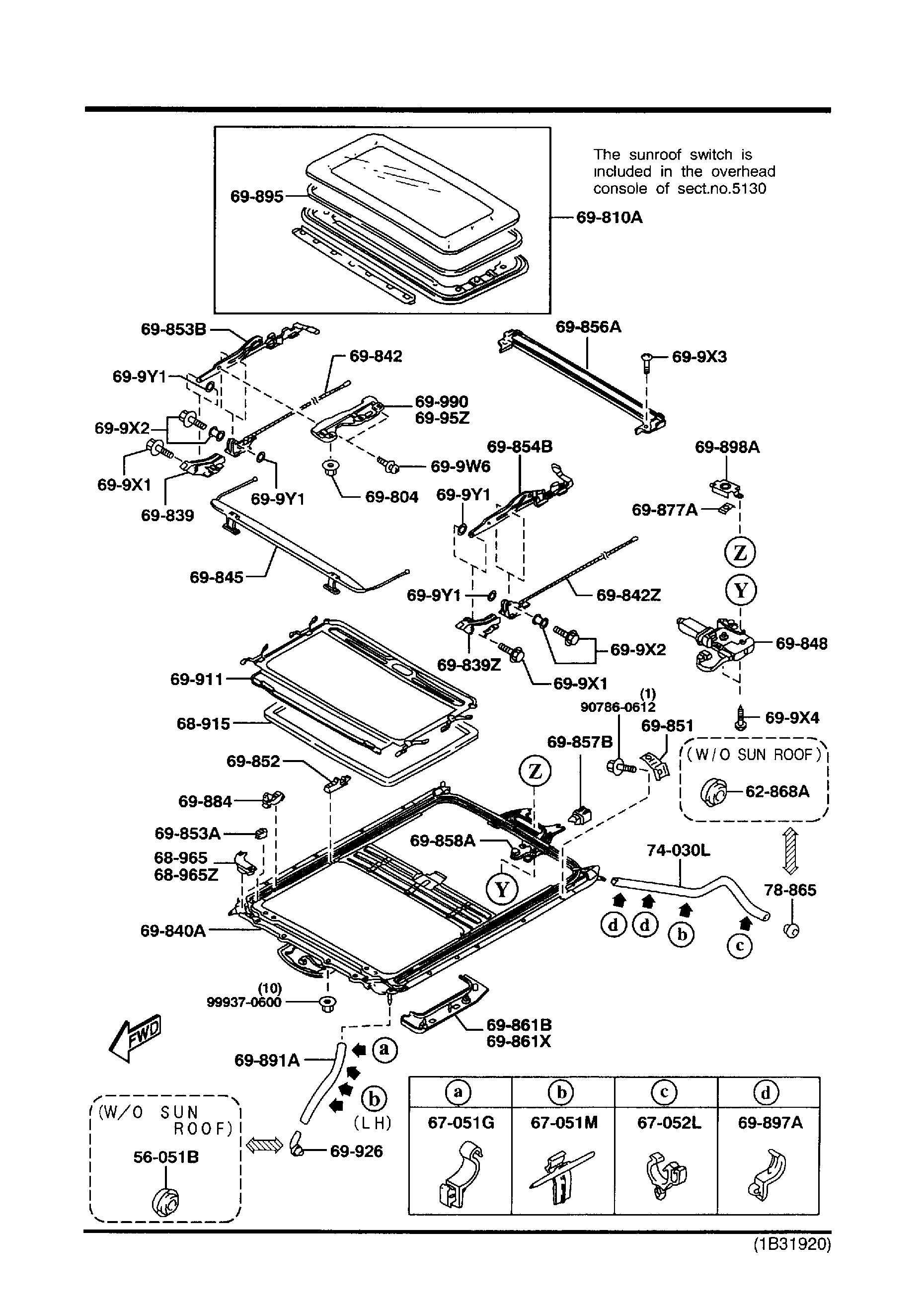 Diagram SUNROOF for your 2001 Mazda Protege  SEDAN MP3 