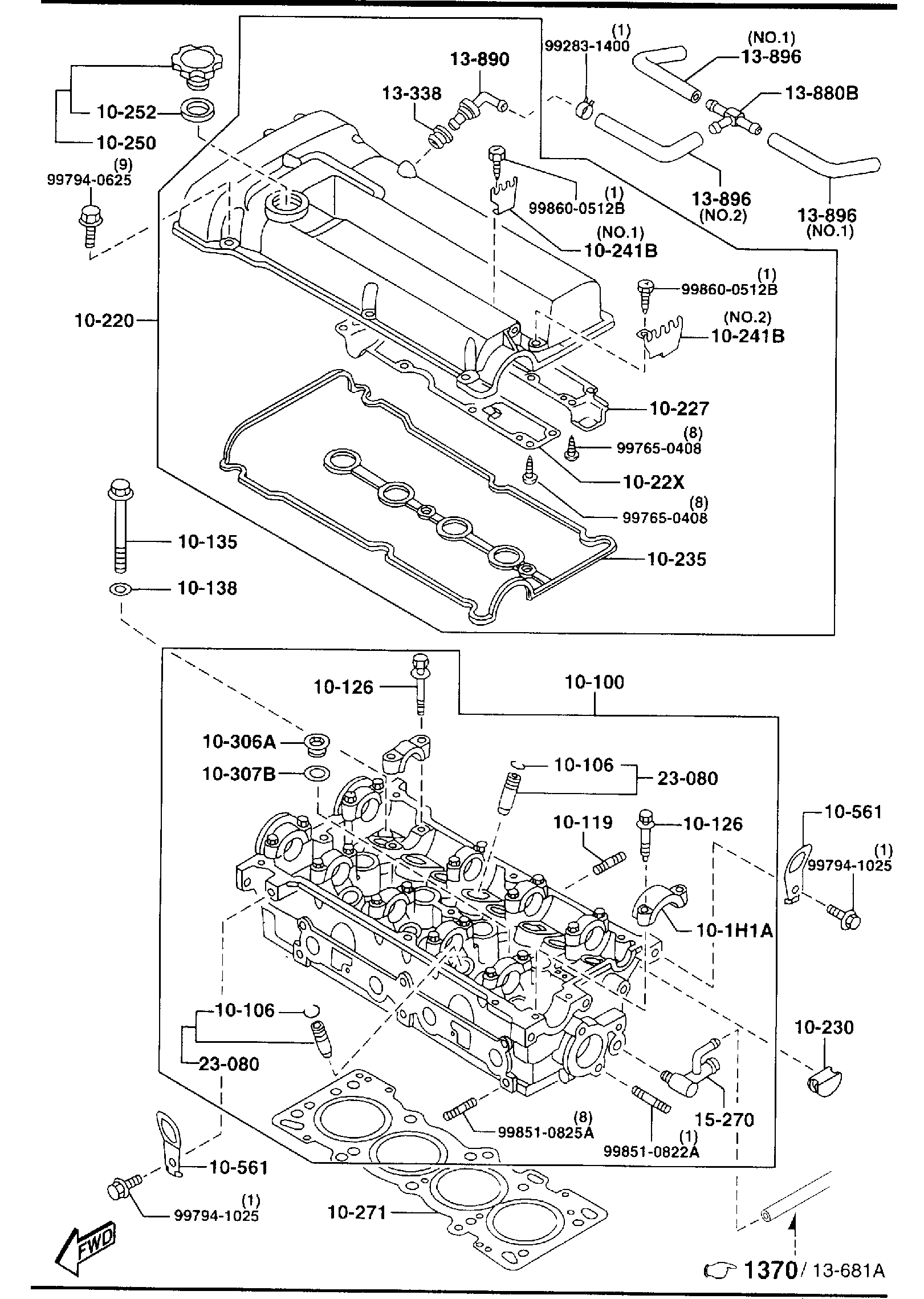 Diagram CYLINDER HEAD & COVER (1500CC) for your 2003 Mazda Protege   