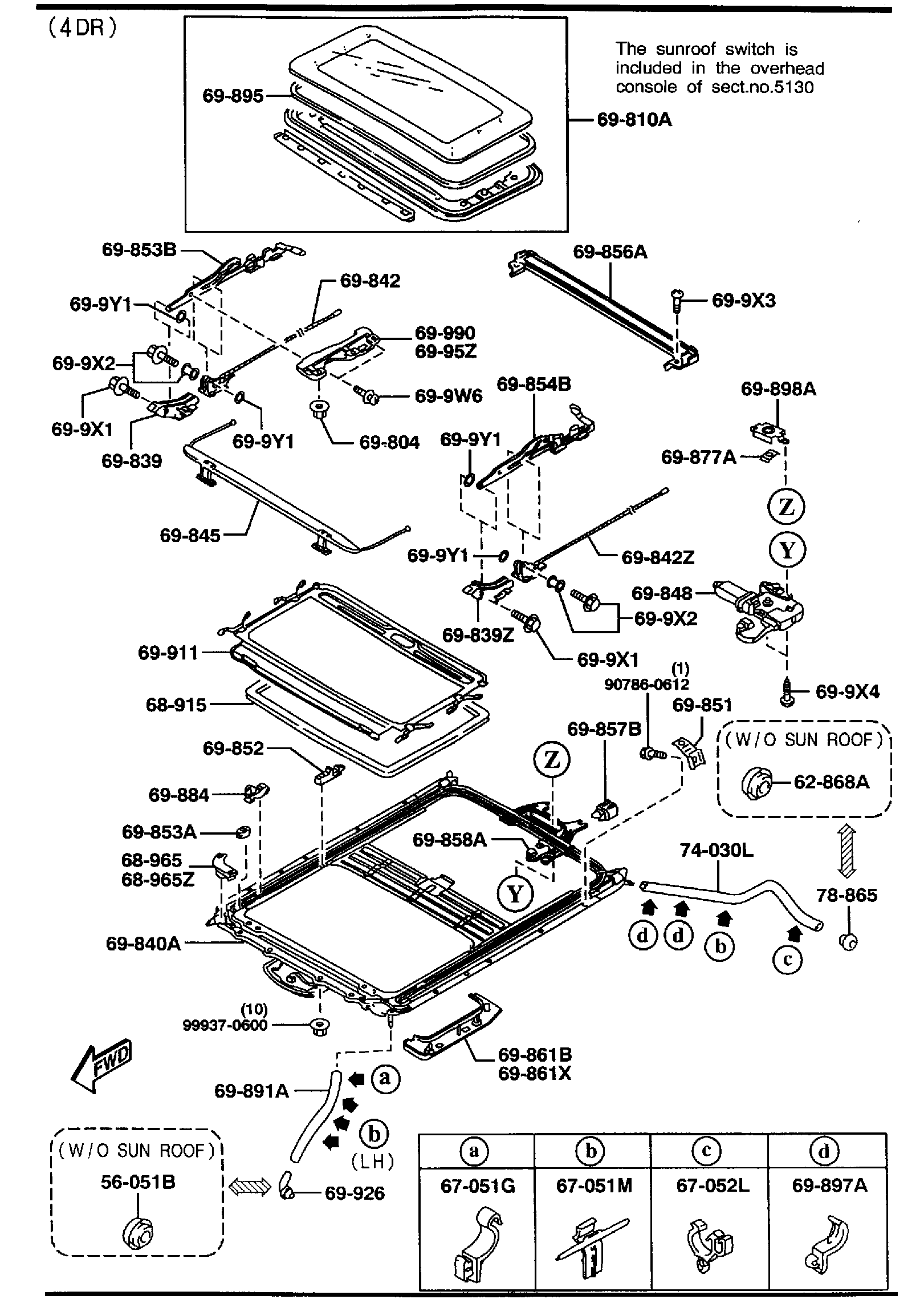 Diagram SUNROOF for your 2001 Mazda Protege  SEDAN MP3 