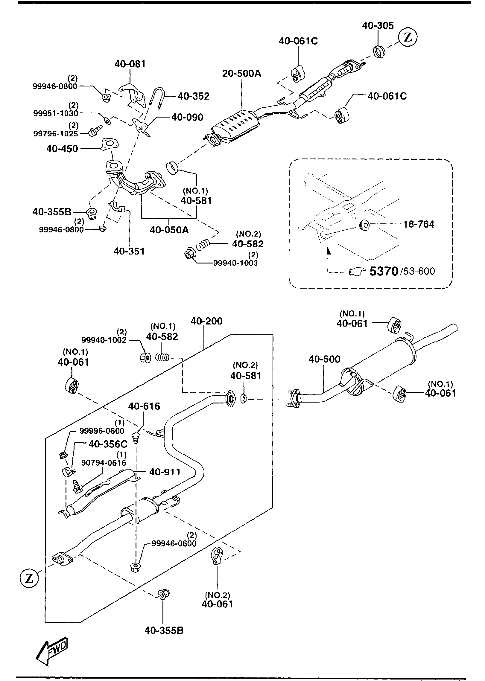 Diagram EXHAUST SYSTEM (1500CC) for your Mazda