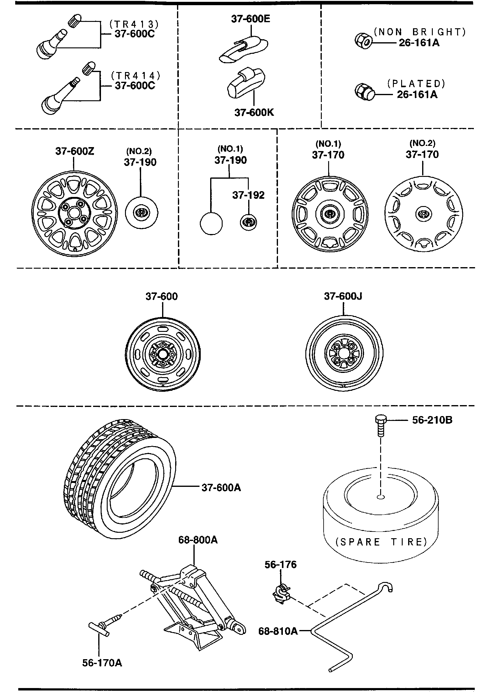 Diagram TIRES & JACK for your Mazda