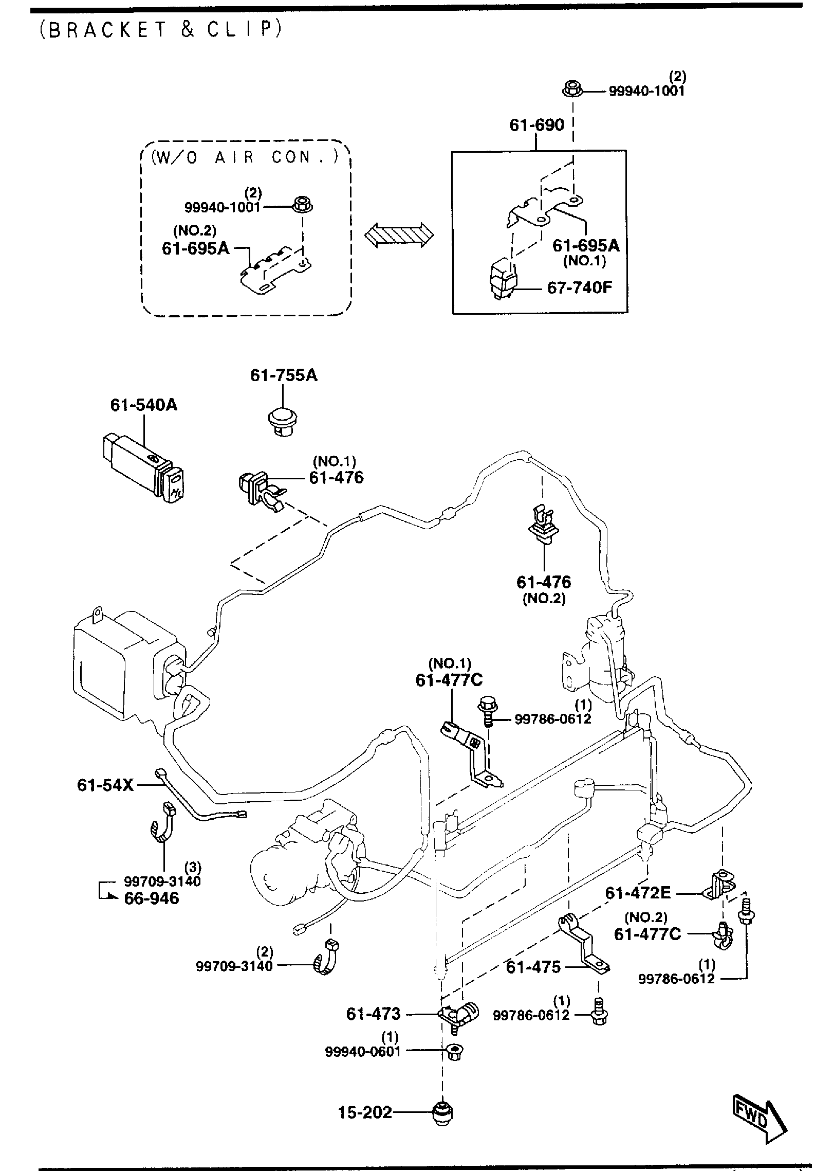 Diagram AIR CONDITIONER for your 1996 Mazda Protege  SEDAN DX 