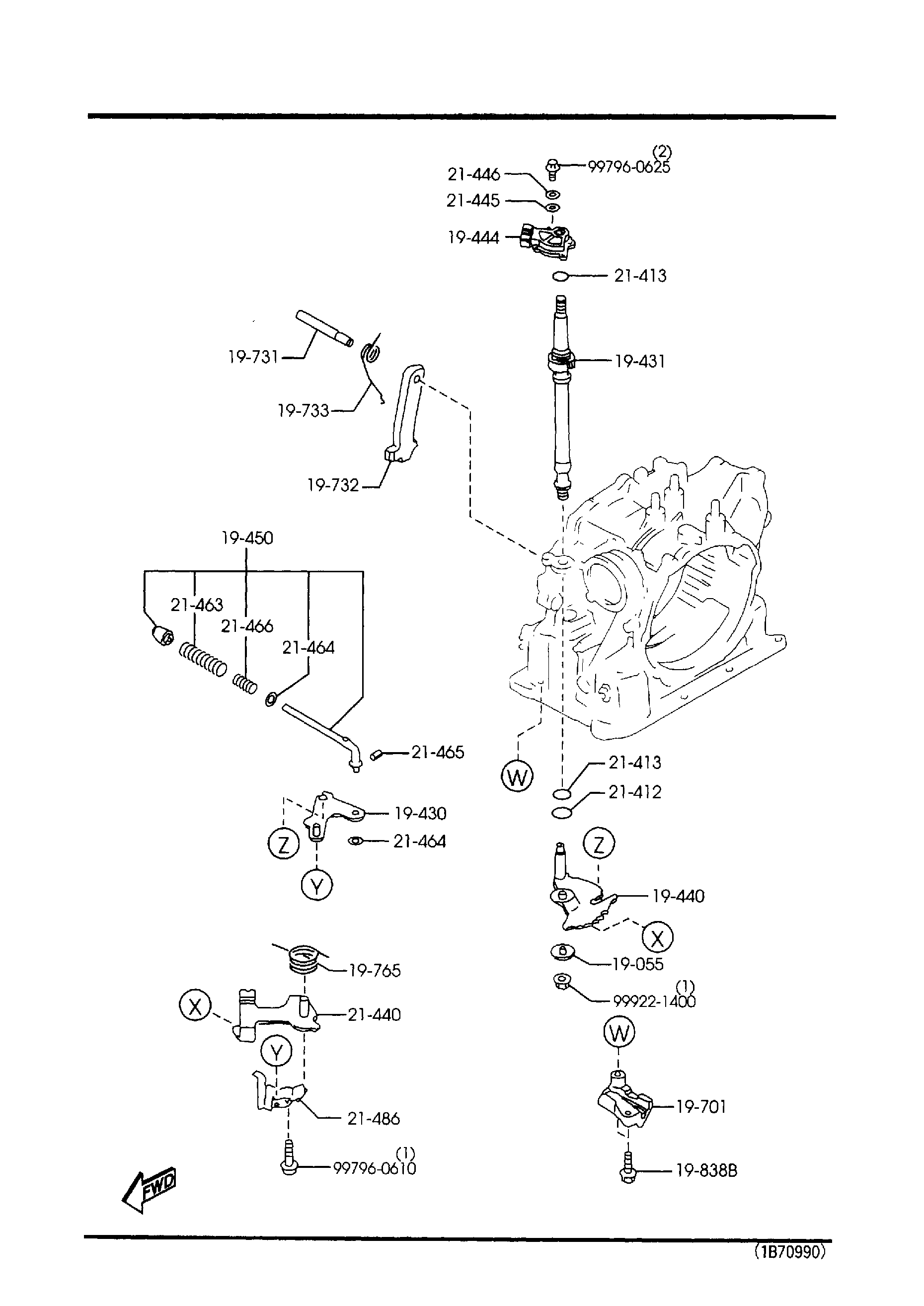 Diagram AUTOMATIC TRANSMISSION MANUAL LINKAGE SYSTEM for your 2004 Mazda MPV   
