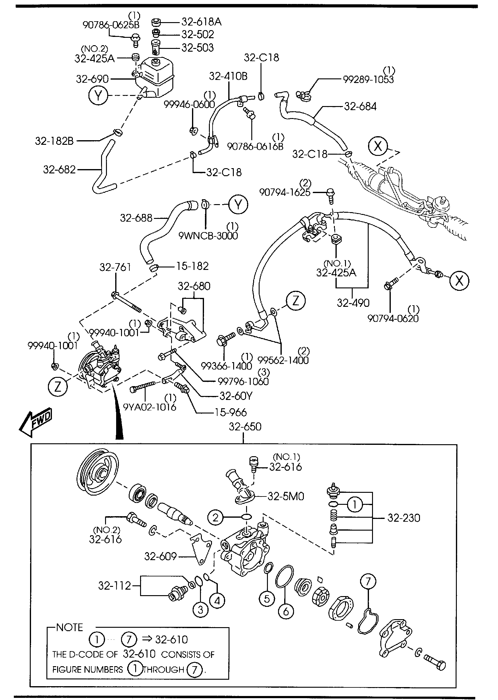 Diagram POWER STEERING SYSTEM (FRONT) (1500CC) for your Mazda