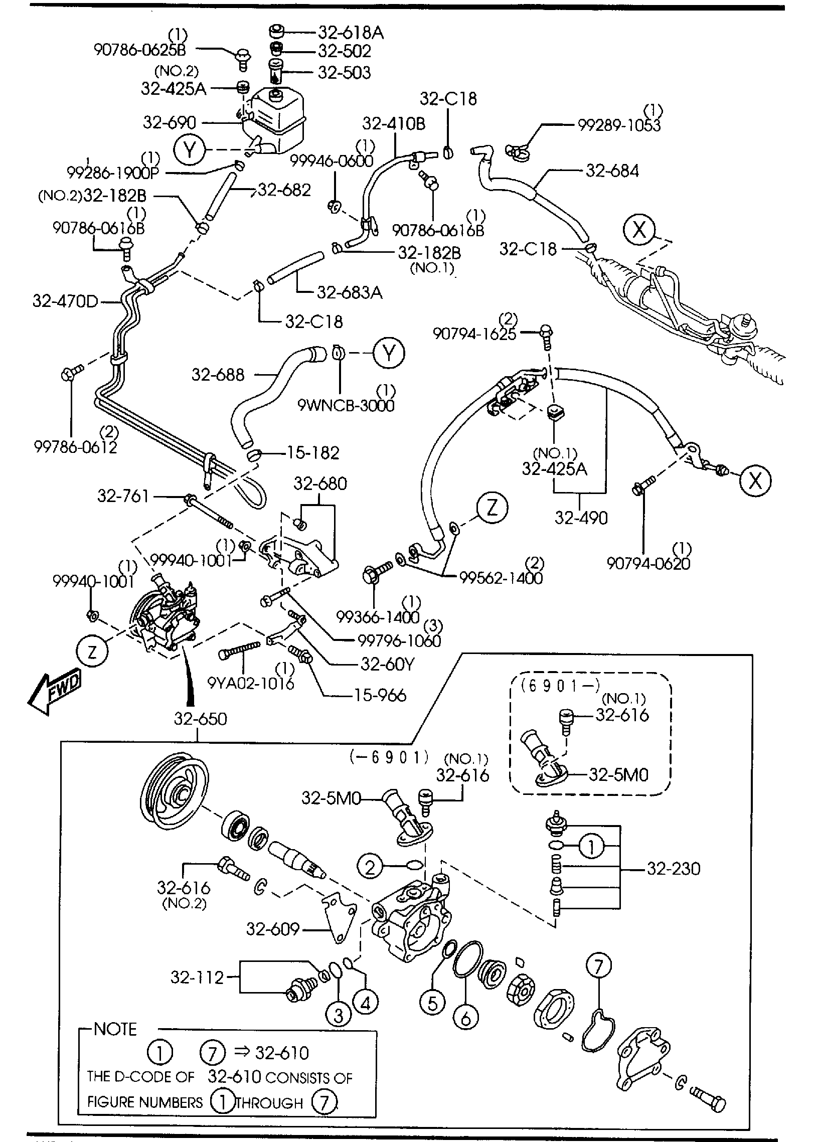 Diagram POWER STEERING SYSTEM (FRONT) (1800CC) for your Mazda