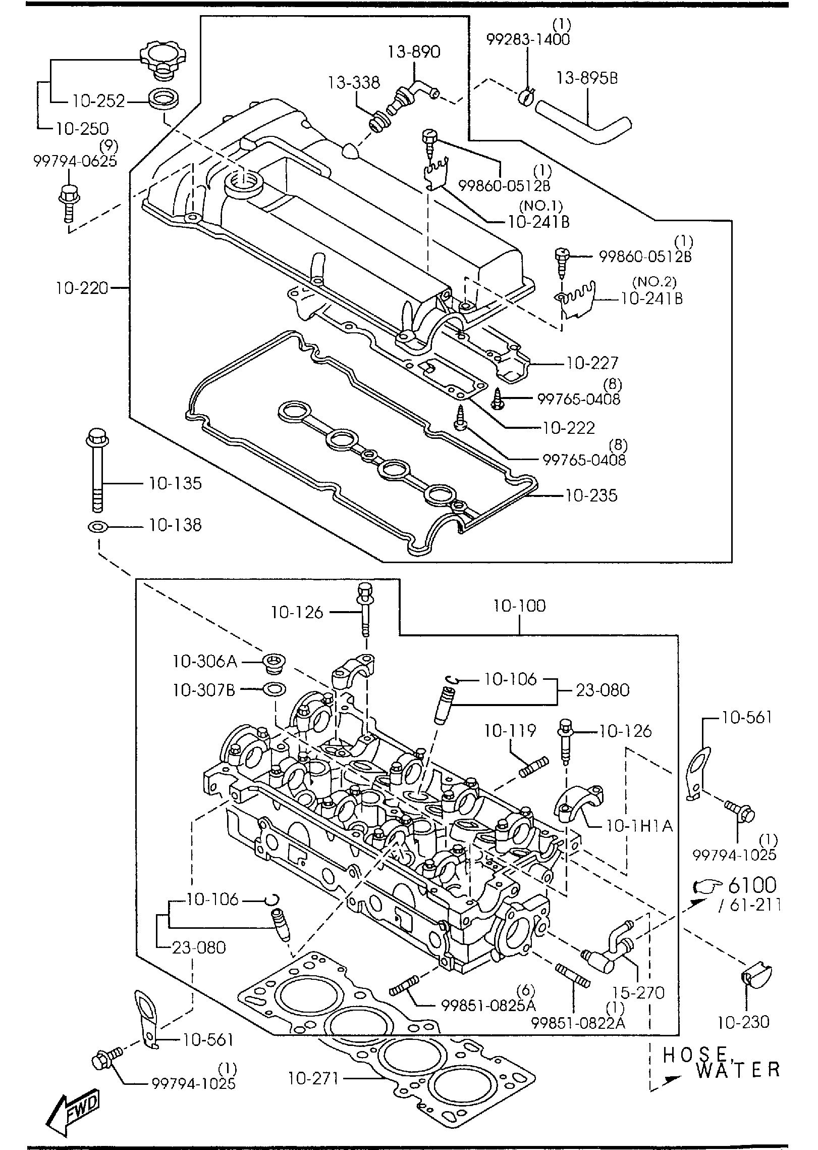 Diagram CYLINDER HEAD & COVER (1500CC) for your 2003 Mazda Protege   