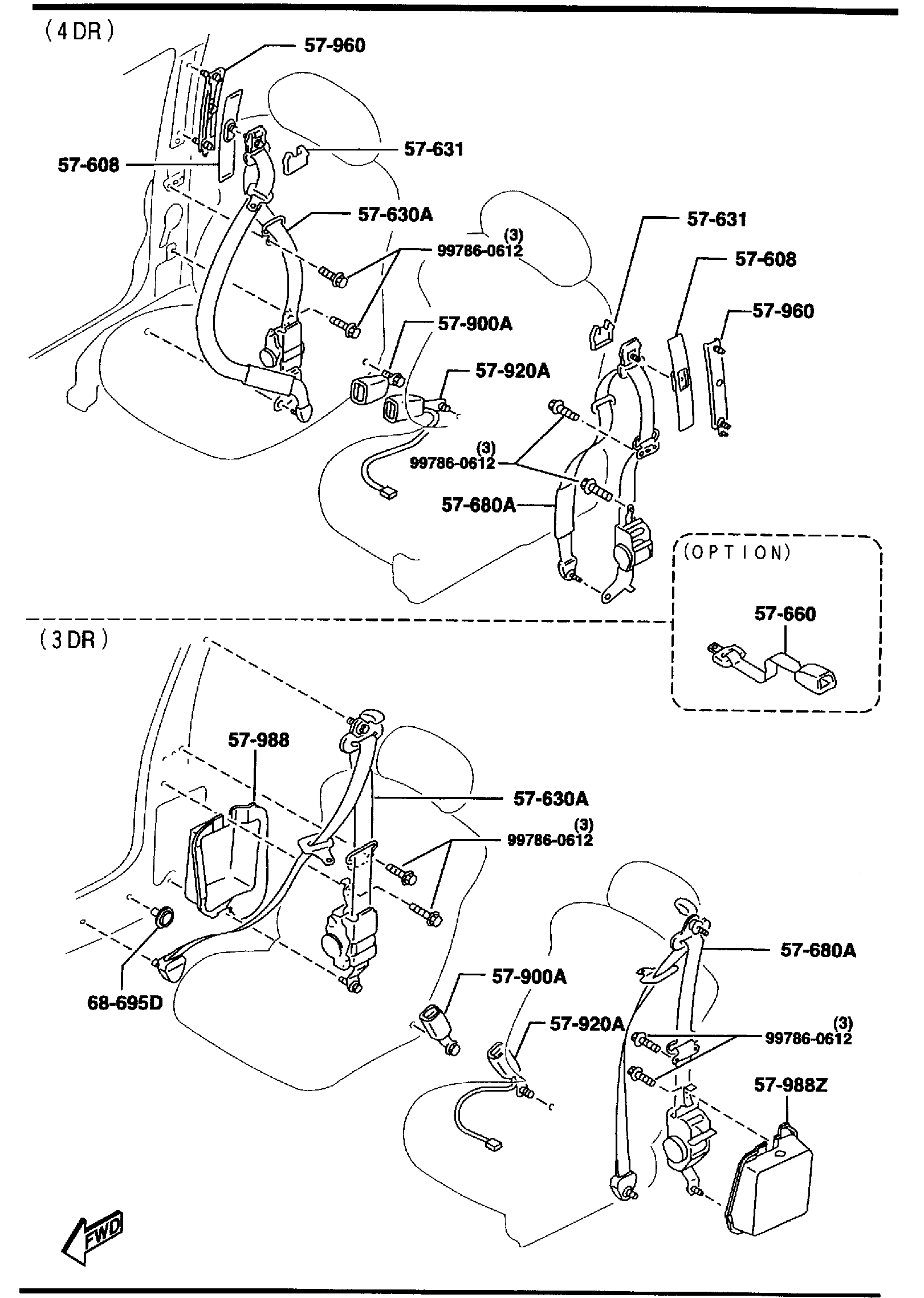 Diagram FRONT SEAT BELTS for your 2025 Mazda CX-50 HYBRID   