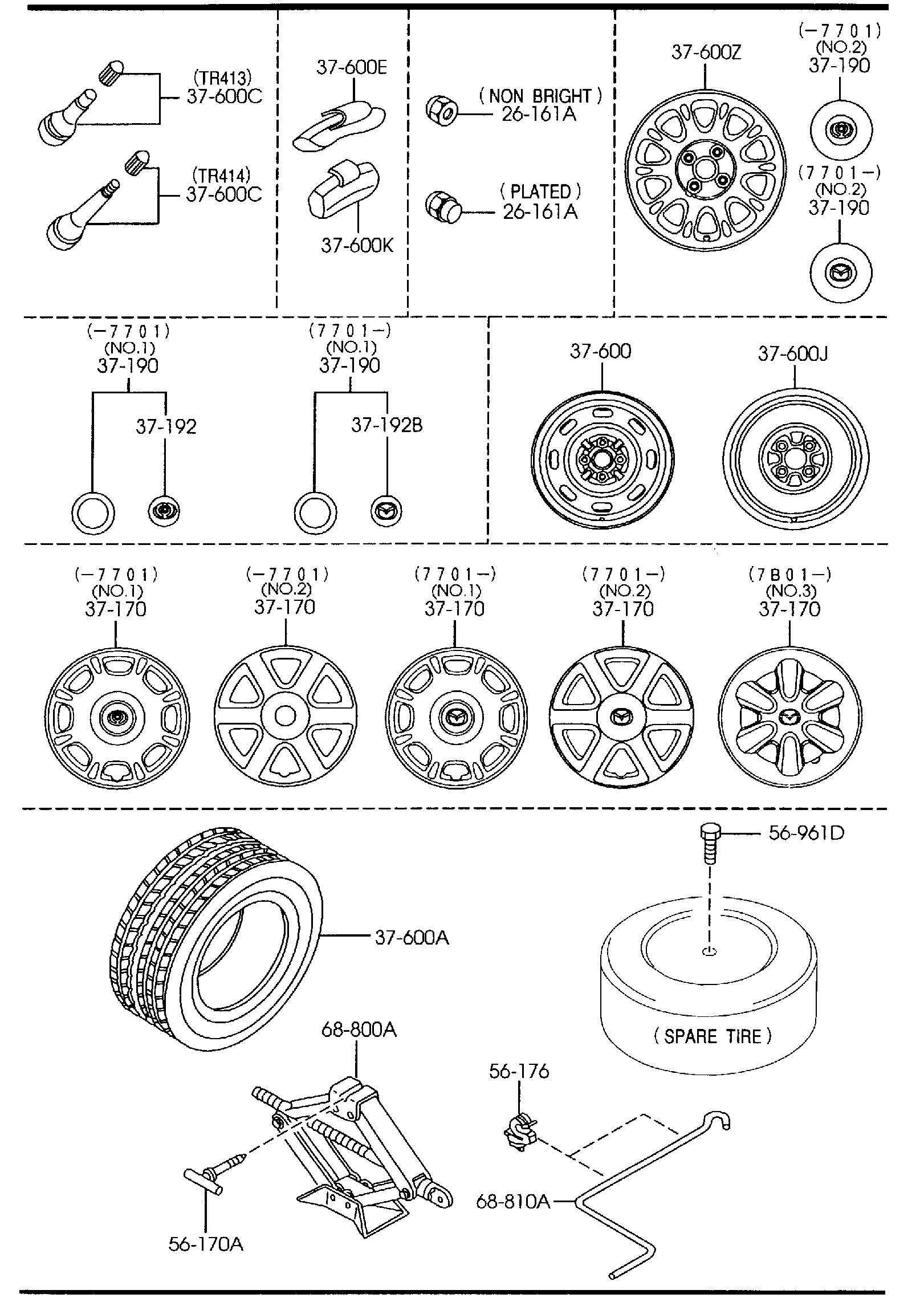 Diagram TIRES & JACK for your Mazda