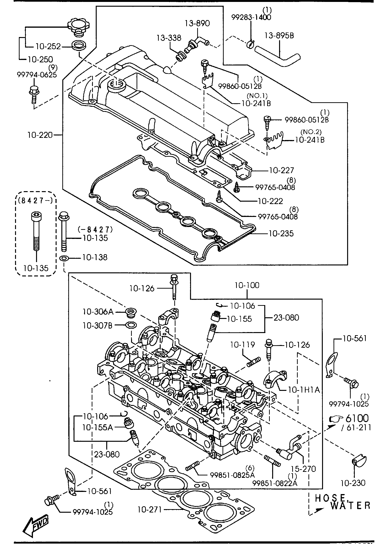 Diagram CYLINDER HEAD & COVER (1500CC) for your 2003 Mazda Tribute   