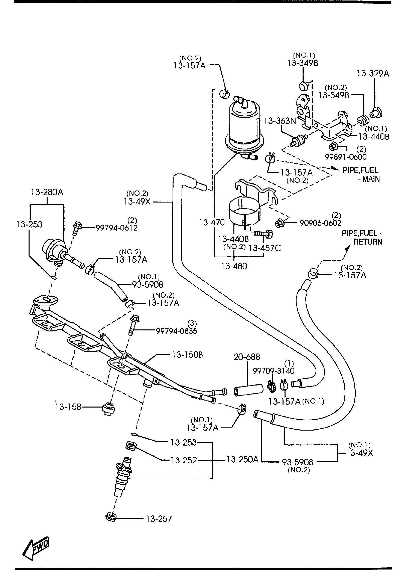 Diagram FUEL SYSTEM (1800CC) for your Mazda