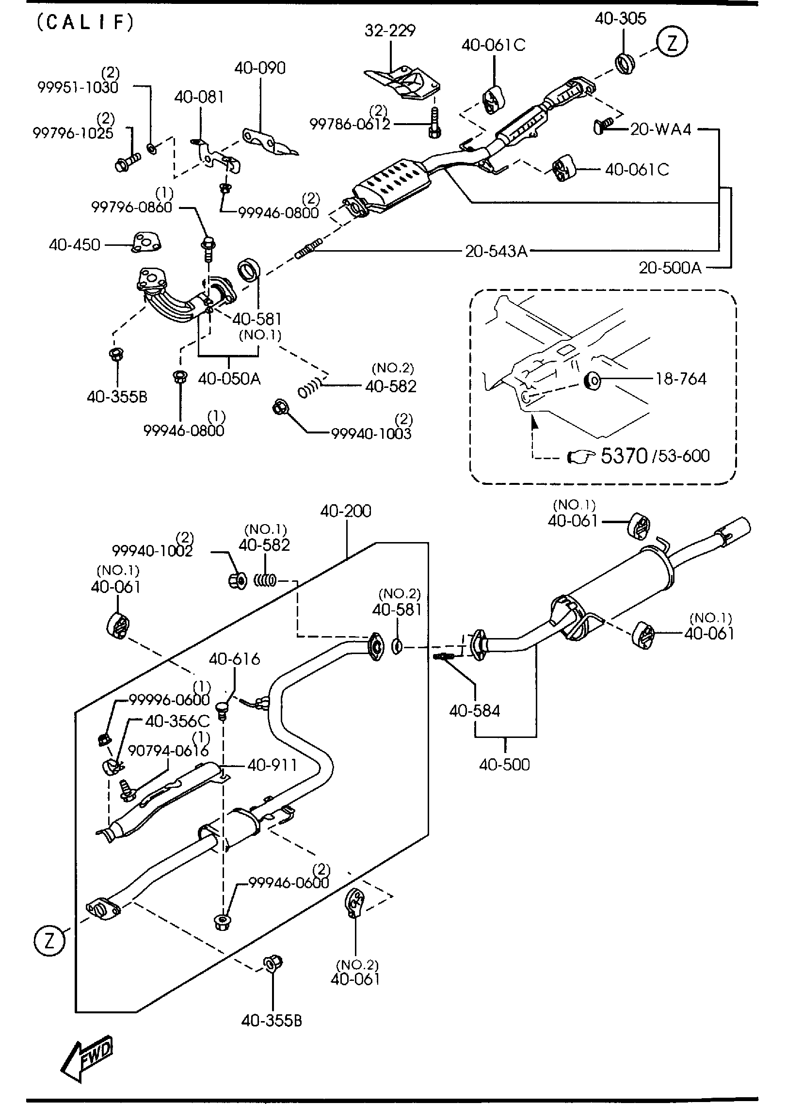 Diagram EXHAUST SYSTEM (1500CC) for your Mazda