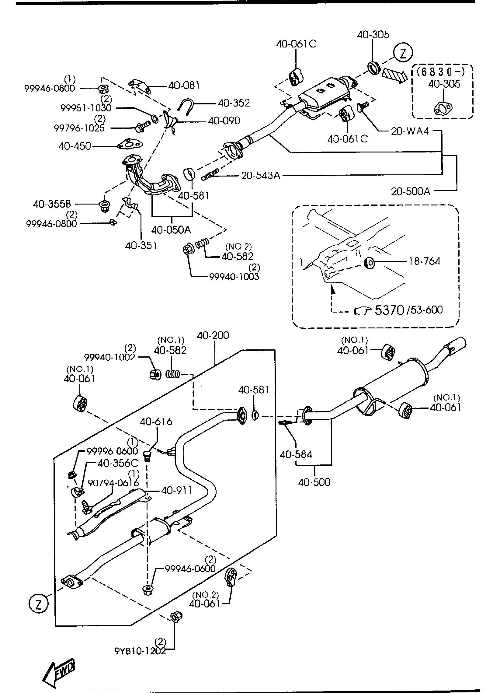 Diagram EXHAUST SYSTEM (1800CC) for your 2005 Mazda Mazda6   