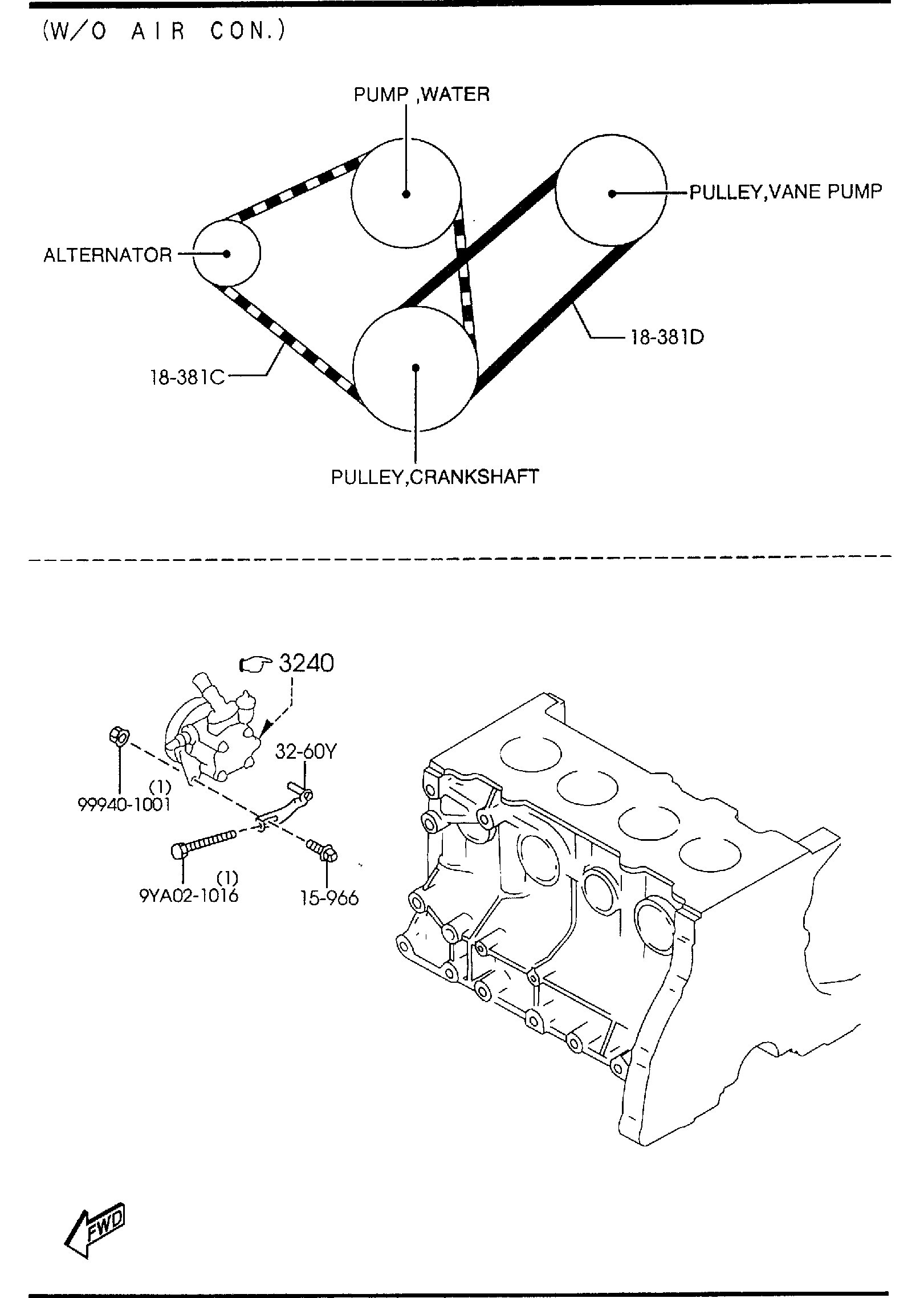 Diagram BRACKET, PULLEY & BELT (1500CC) for your Mazda