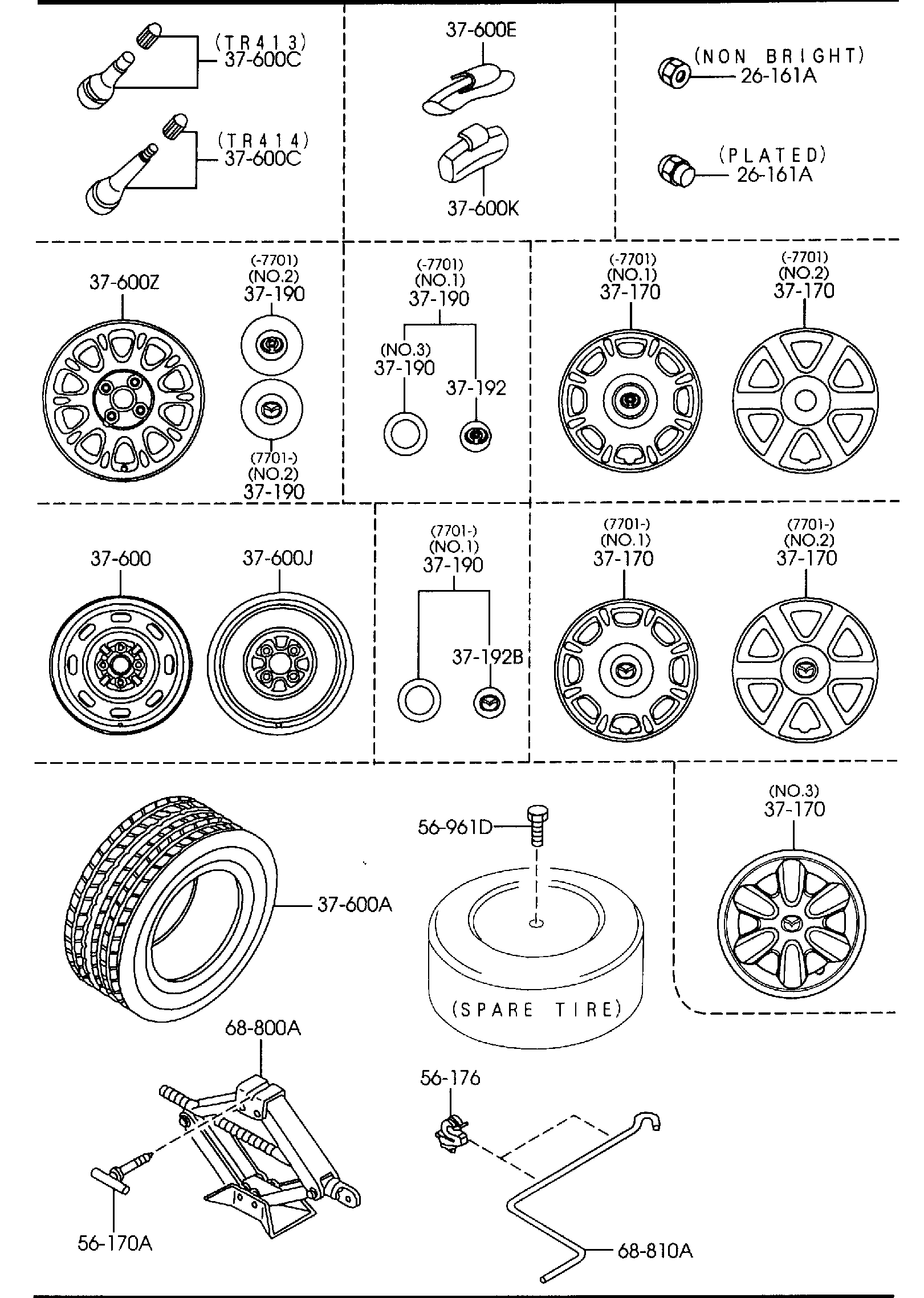 Diagram TIRES & JACK for your Mazda