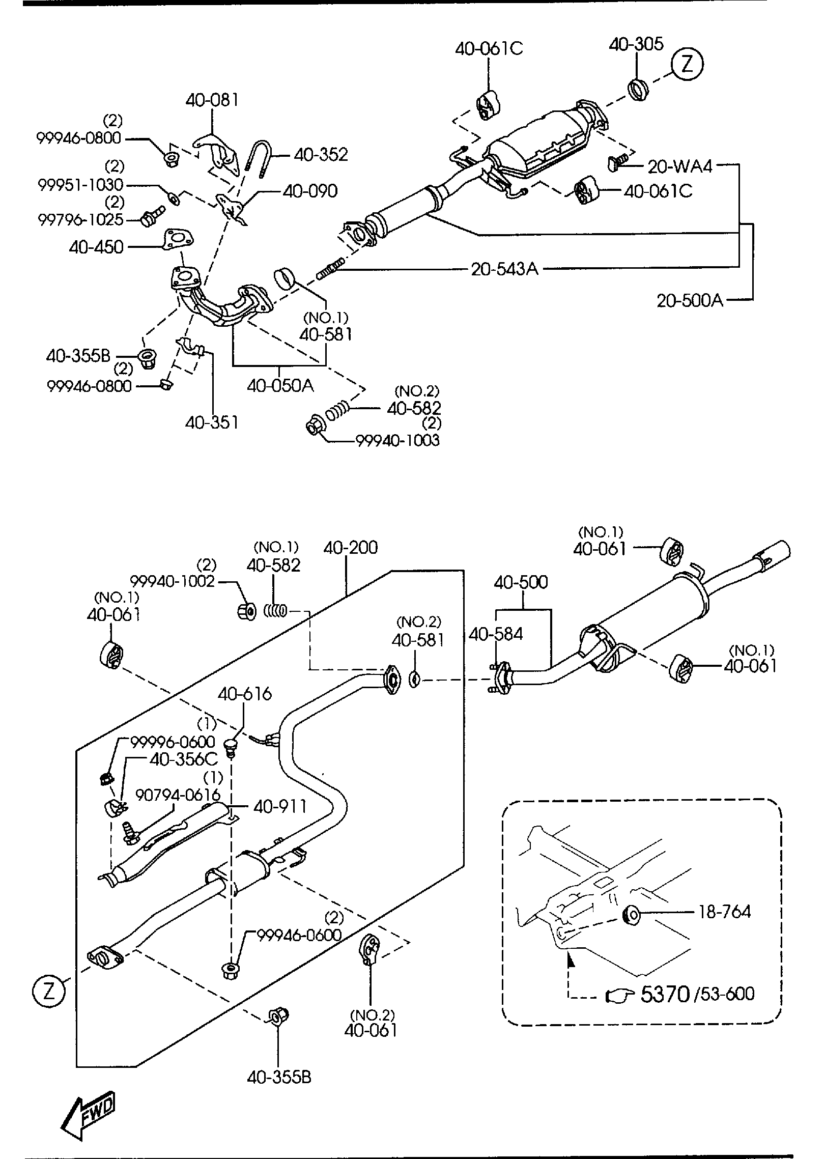 Diagram EXHAUST SYSTEM (1500CC) for your Mazda