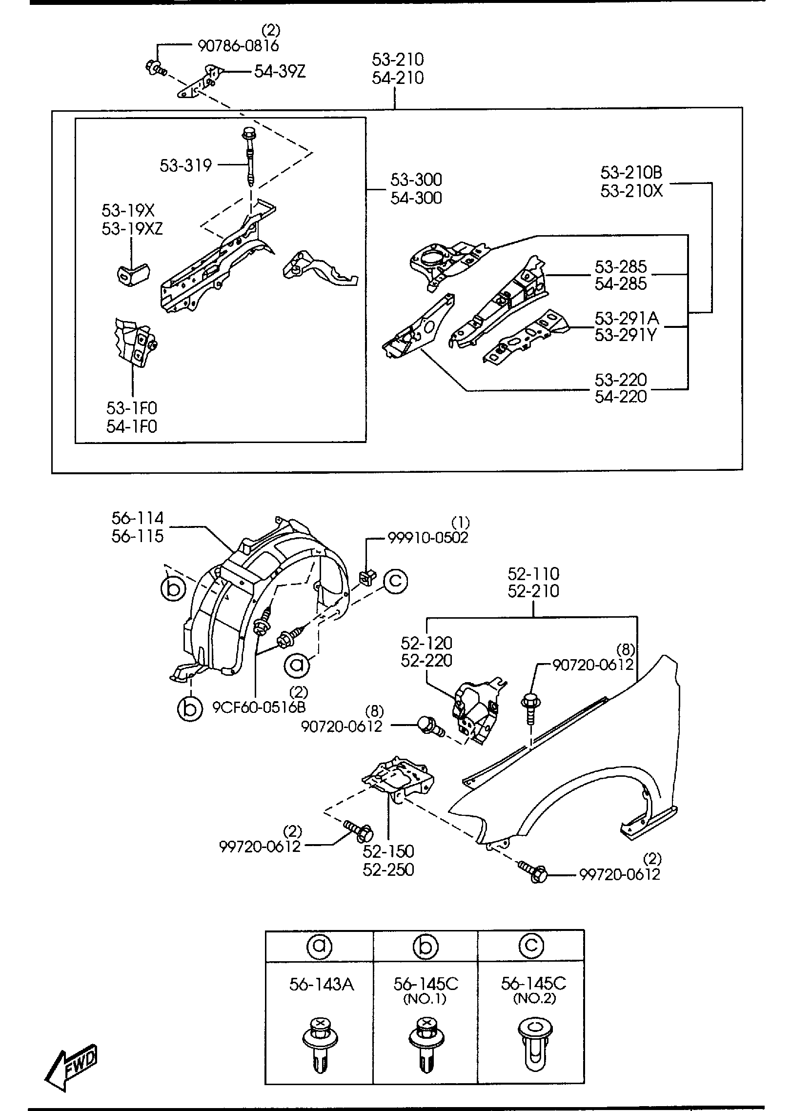 Diagram FENDER & WHEEL APRON PANELS for your 2012 Mazda CX-9   