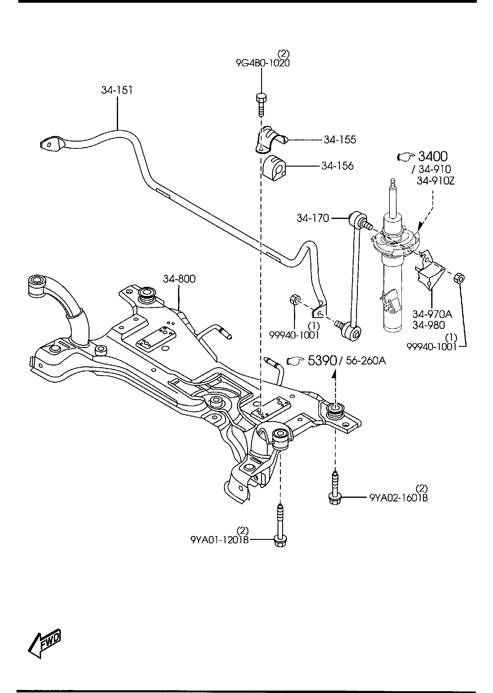 Diagram CROSSMEMBER & STABILIZER for your Mazda