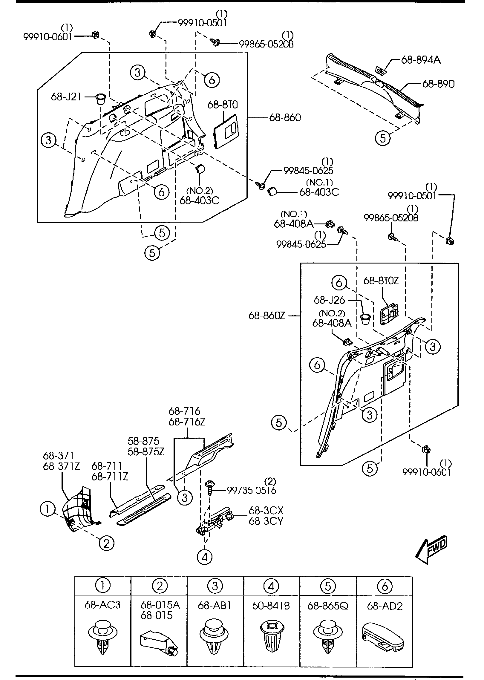 Diagram TRIMS & SCUFF PLATES for your 2006 Mazda Mazda5   