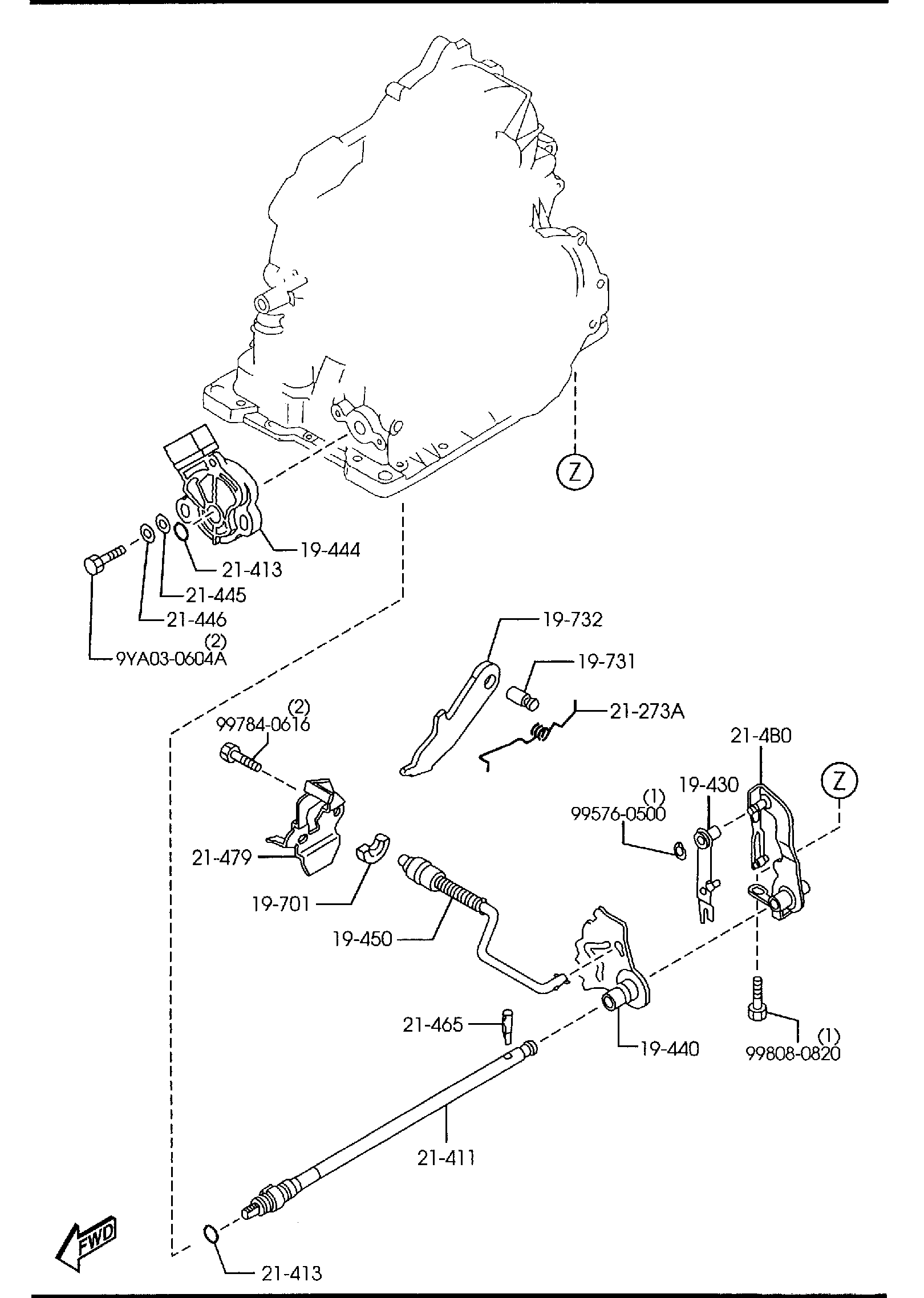 Diagram AUTOMATIC TRANSMISSION MANUAL LINKAGE SYSTEM for your 2015 Mazda Mazda5 2.5L AT 2WD Grand Touring 
