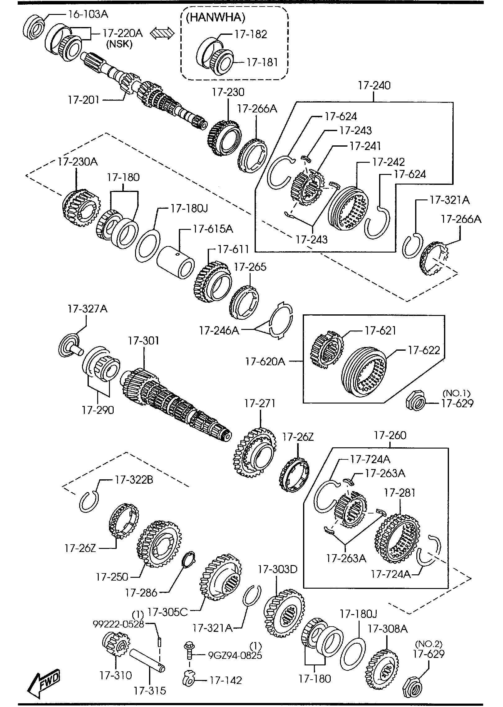 Diagram MANUAL TRANSMISSION GEARS for your 1991 Mazda B2600   