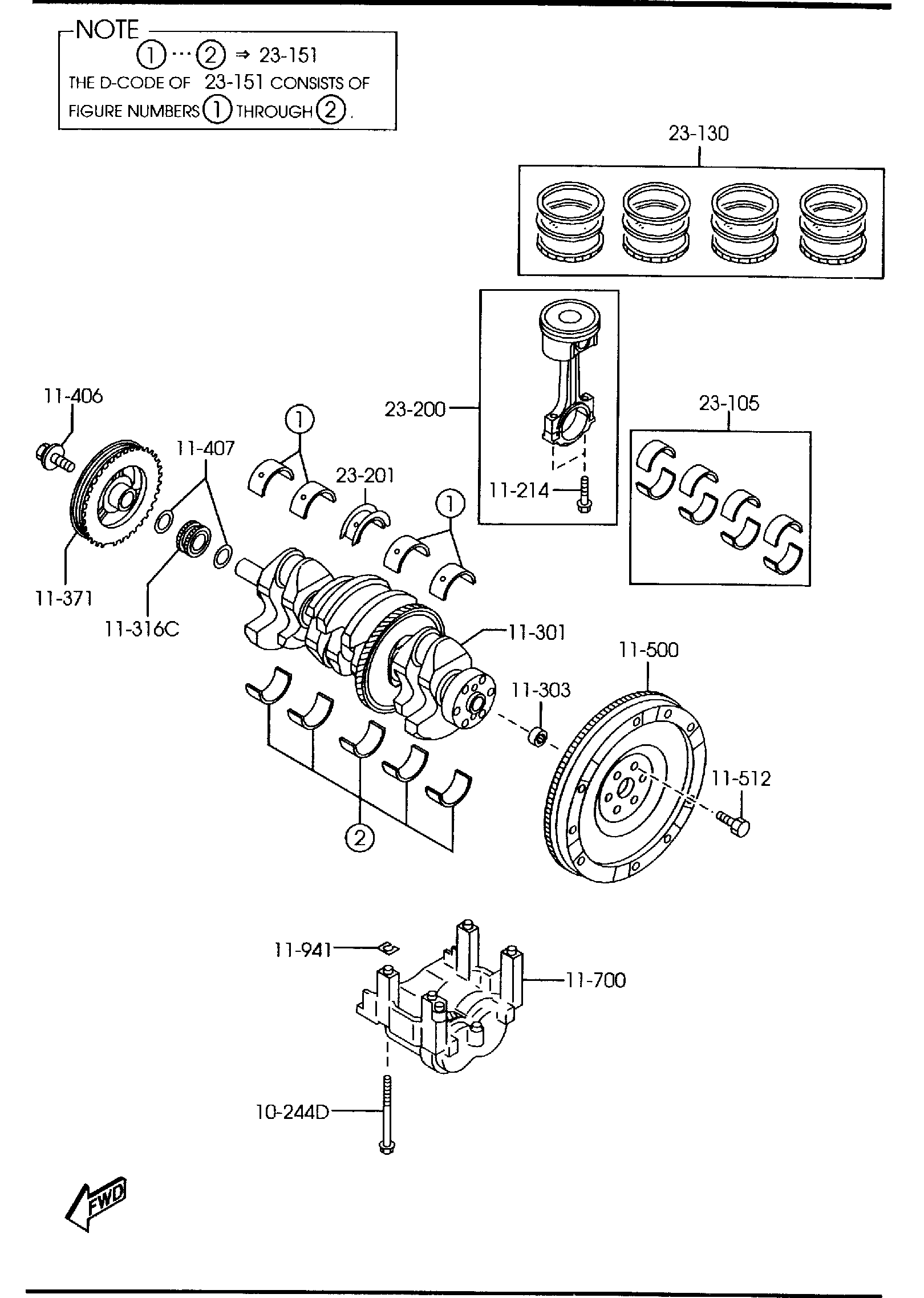 Diagram PISTON, CRANKSHAFT & FLYWHEEL for your 2006 Mazda MX-5 Miata  Sport 