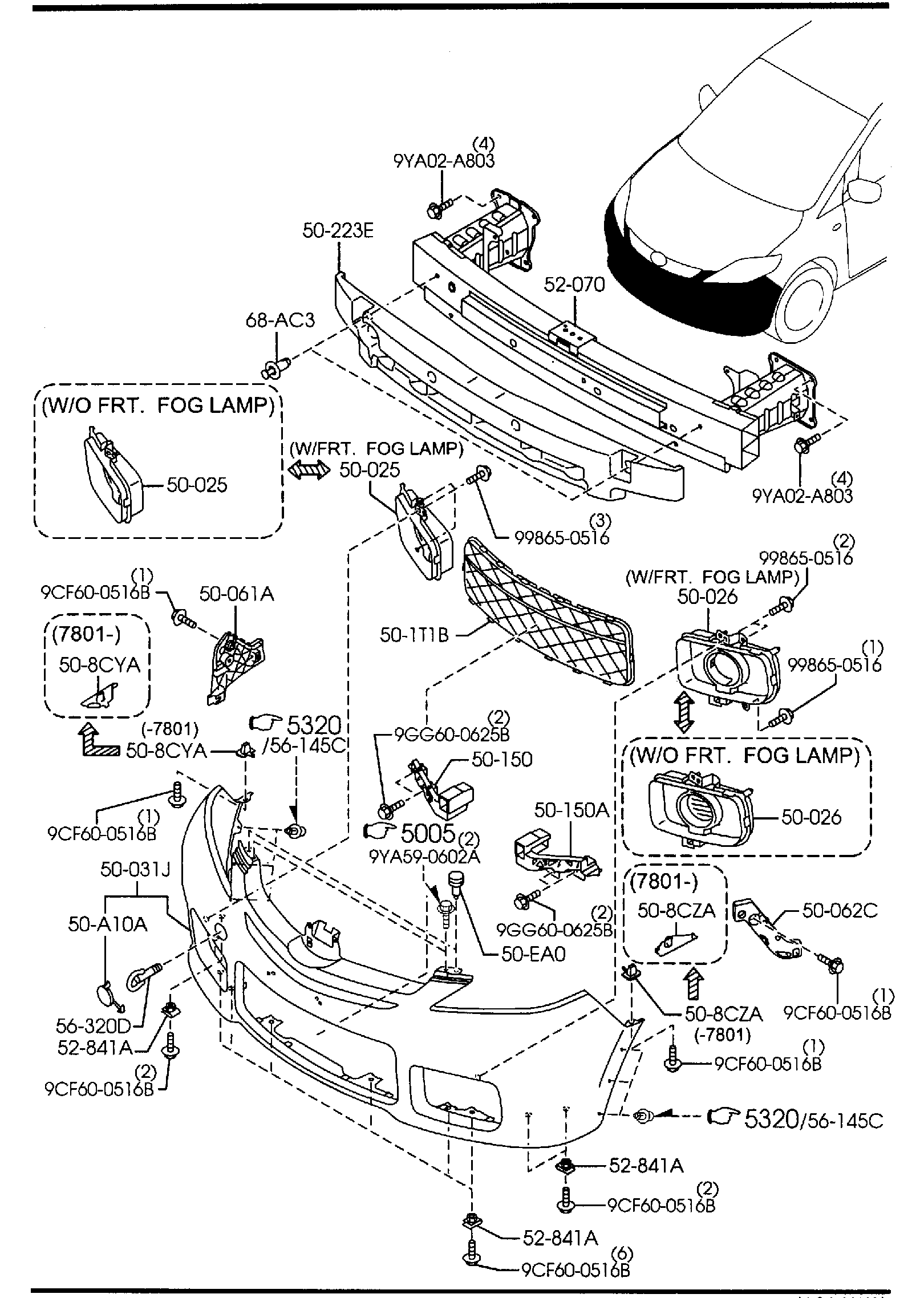 Diagram FRONT BUMPER for your 2002 Mazda Tribute   