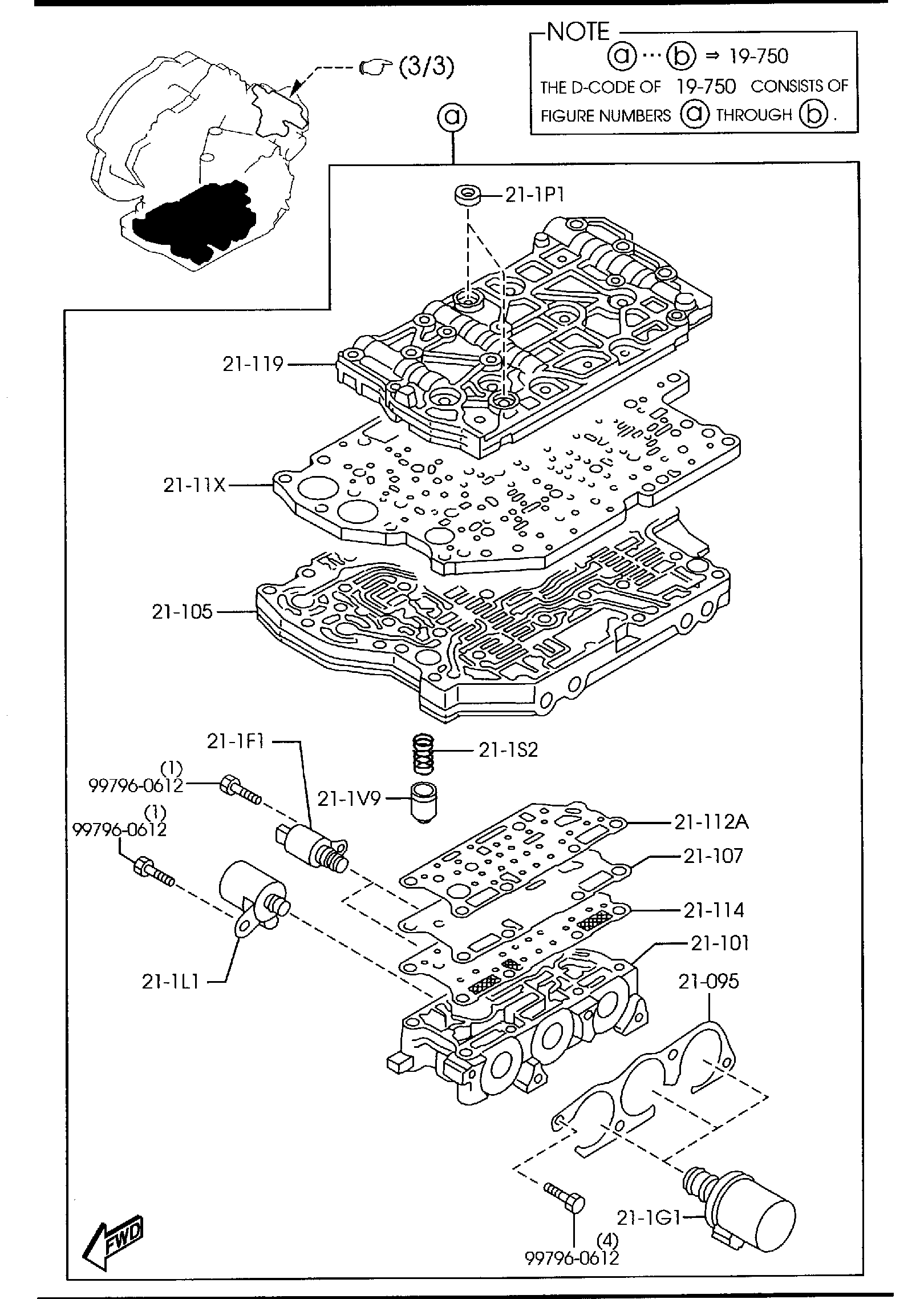 Diagram AUTOMATIC TRANSMISSION CONTROL VALVE for your 1999 Mazda Protege   