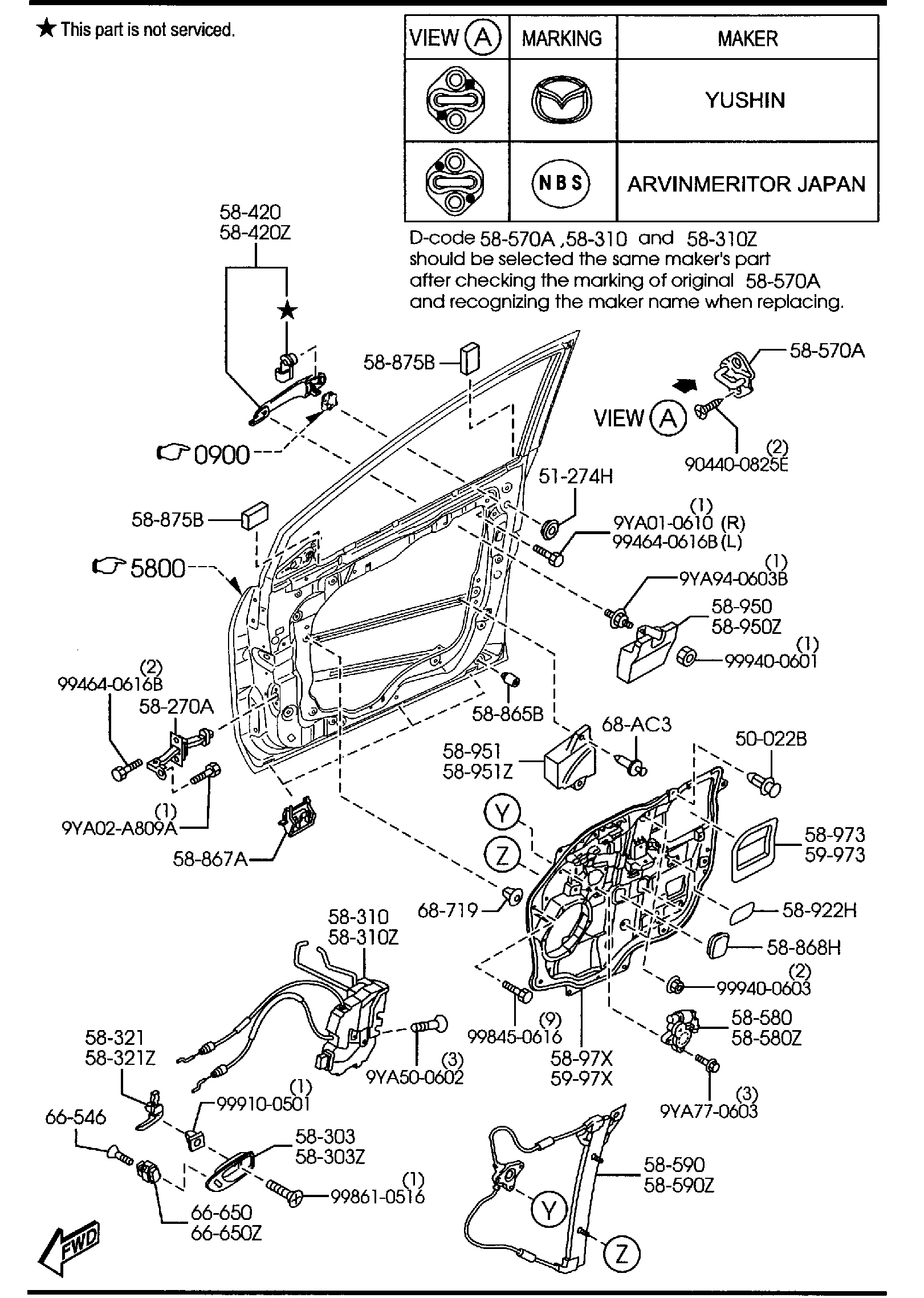 Diagram FRONT DOOR MECHANISMS for your 2015 Mazda MX-5 Miata   