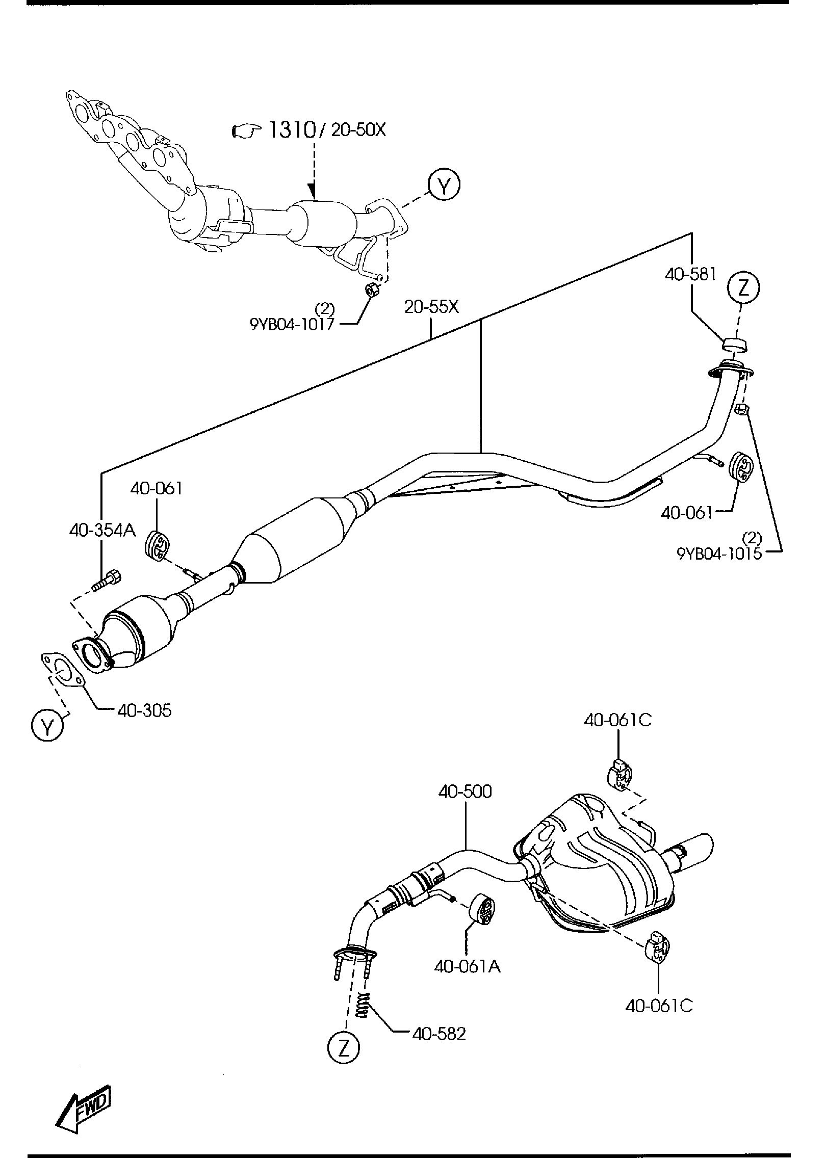 Diagram EXHAUST SYSTEM for your 2014 Mazda CX-5  Touring 