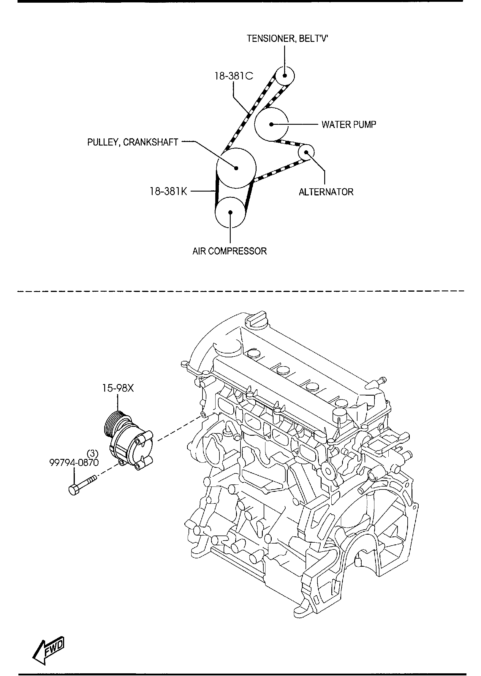 Diagram BRACKET, PULLEY & BELT for your 2014 Mazda Mazda5   