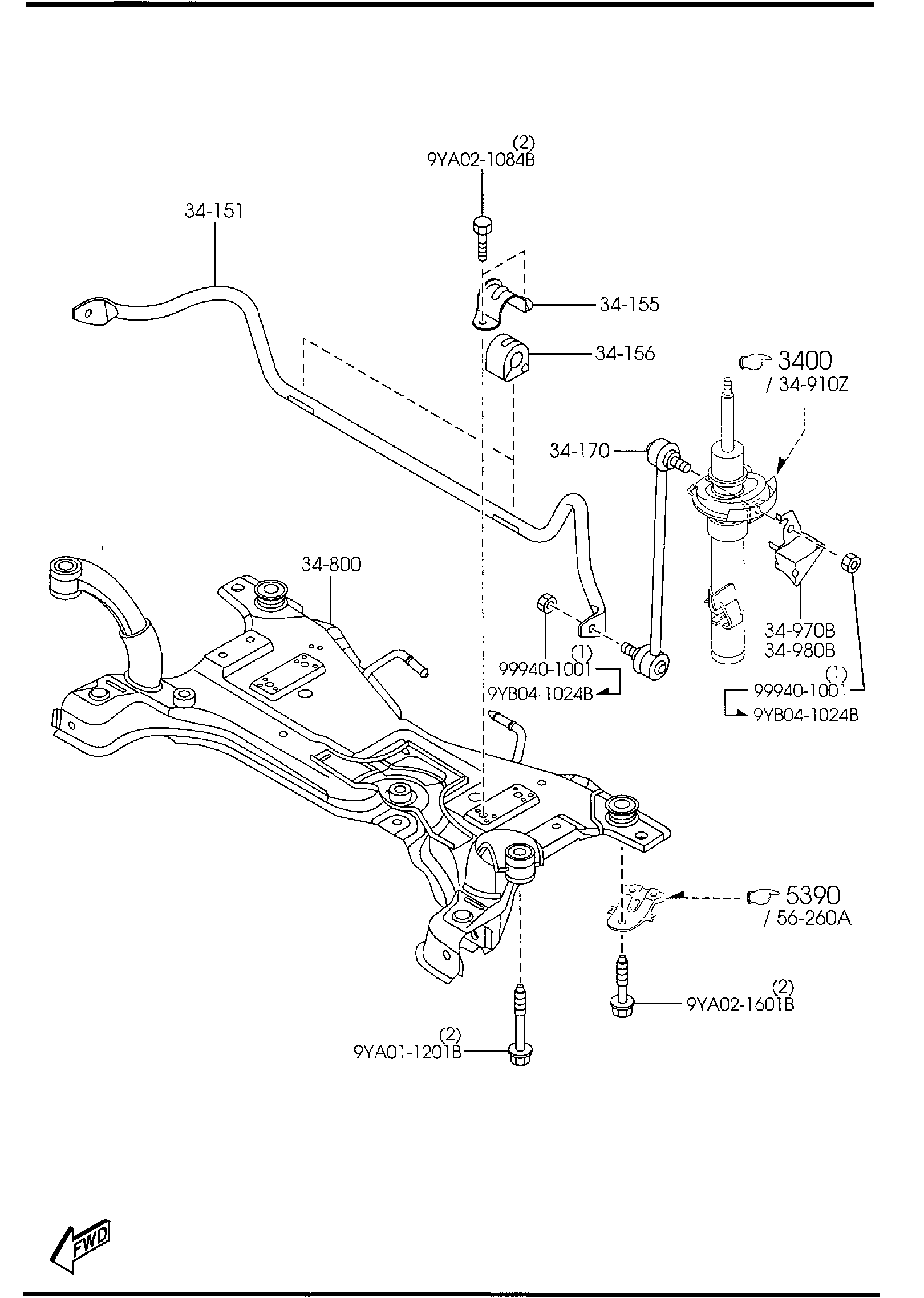 Diagram CROSSMEMBER & STABILIZER for your Mazda