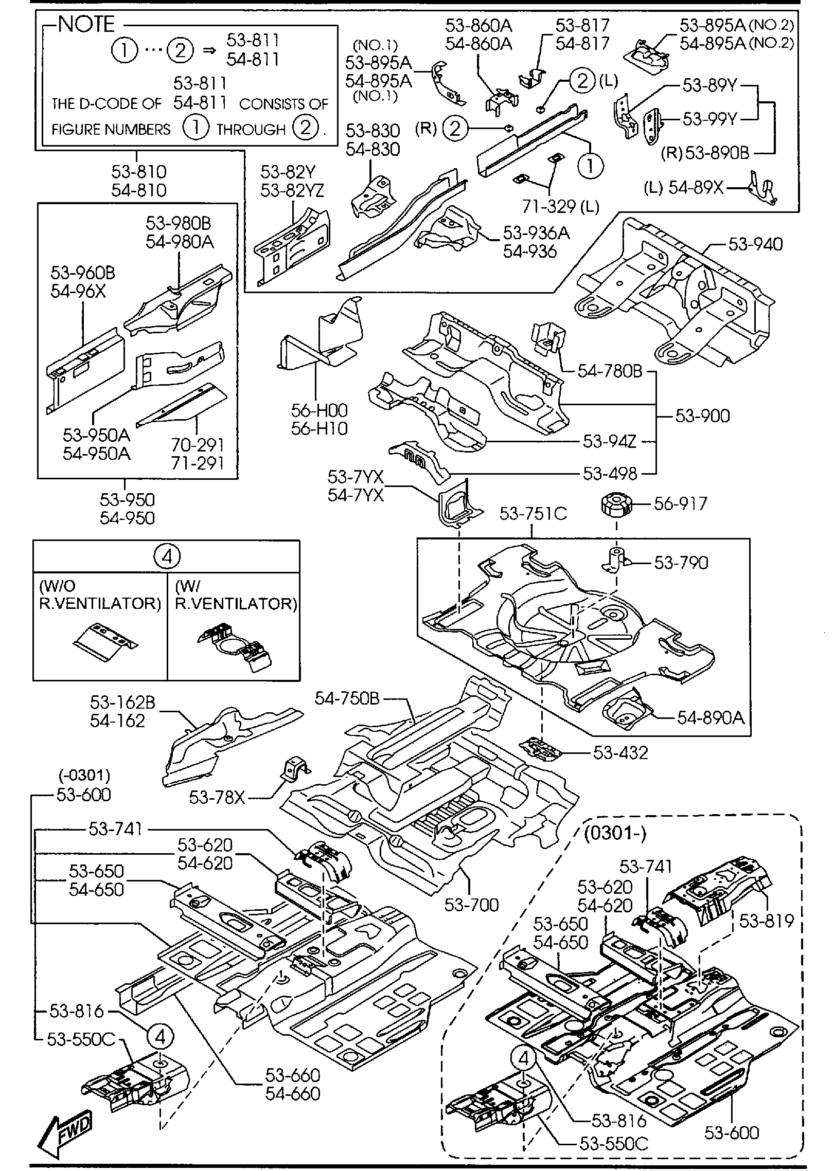 Diagram FLOOR PANELS for your Mazda