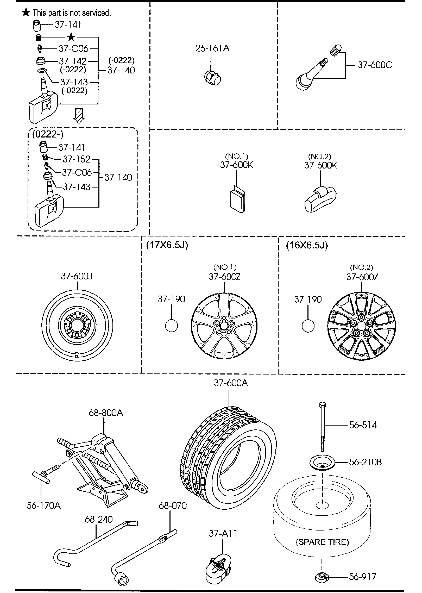 Diagram TIRES & JACK for your Mazda