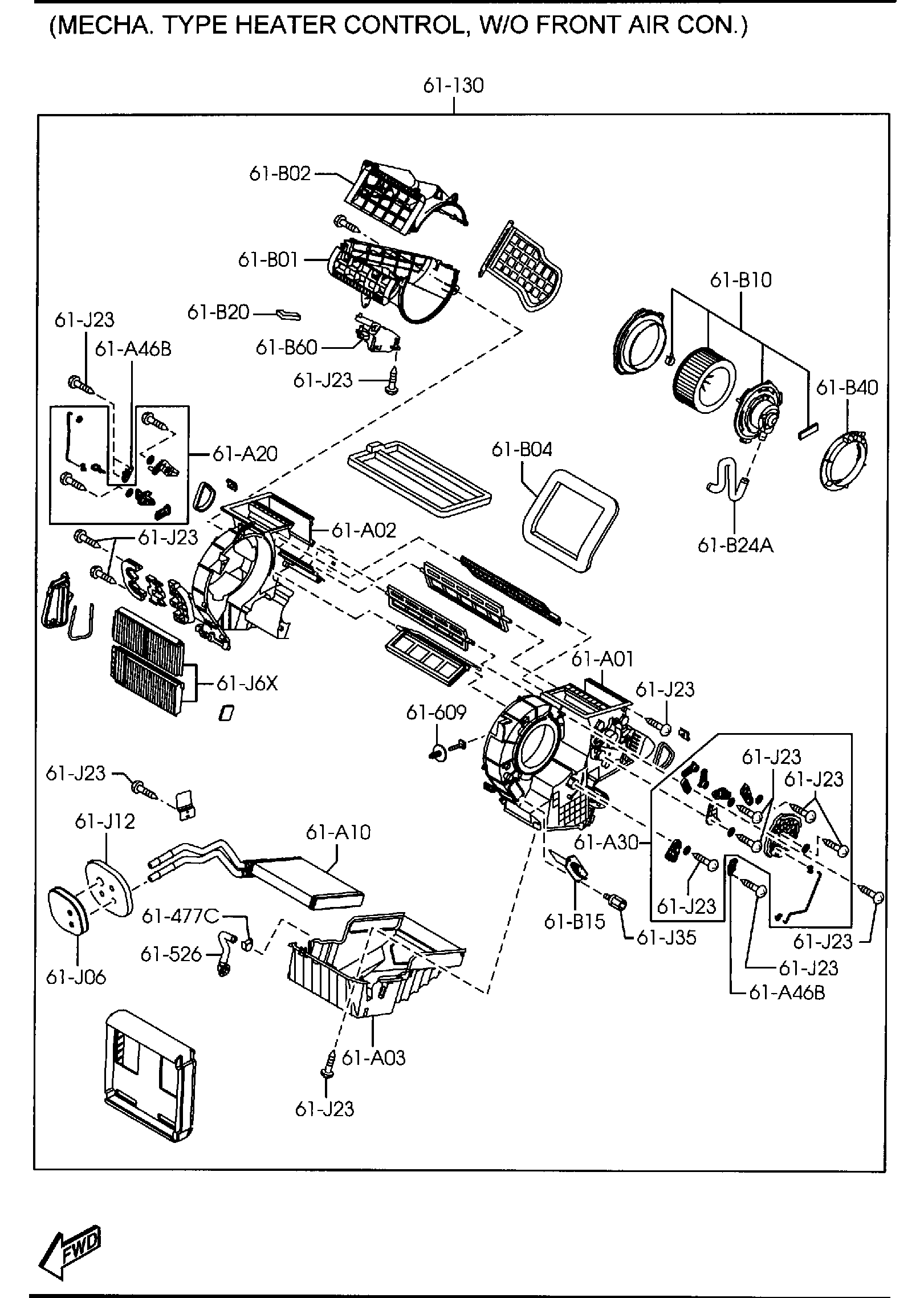 Diagram HEATER UNIT COMPONENTS for your Mazda