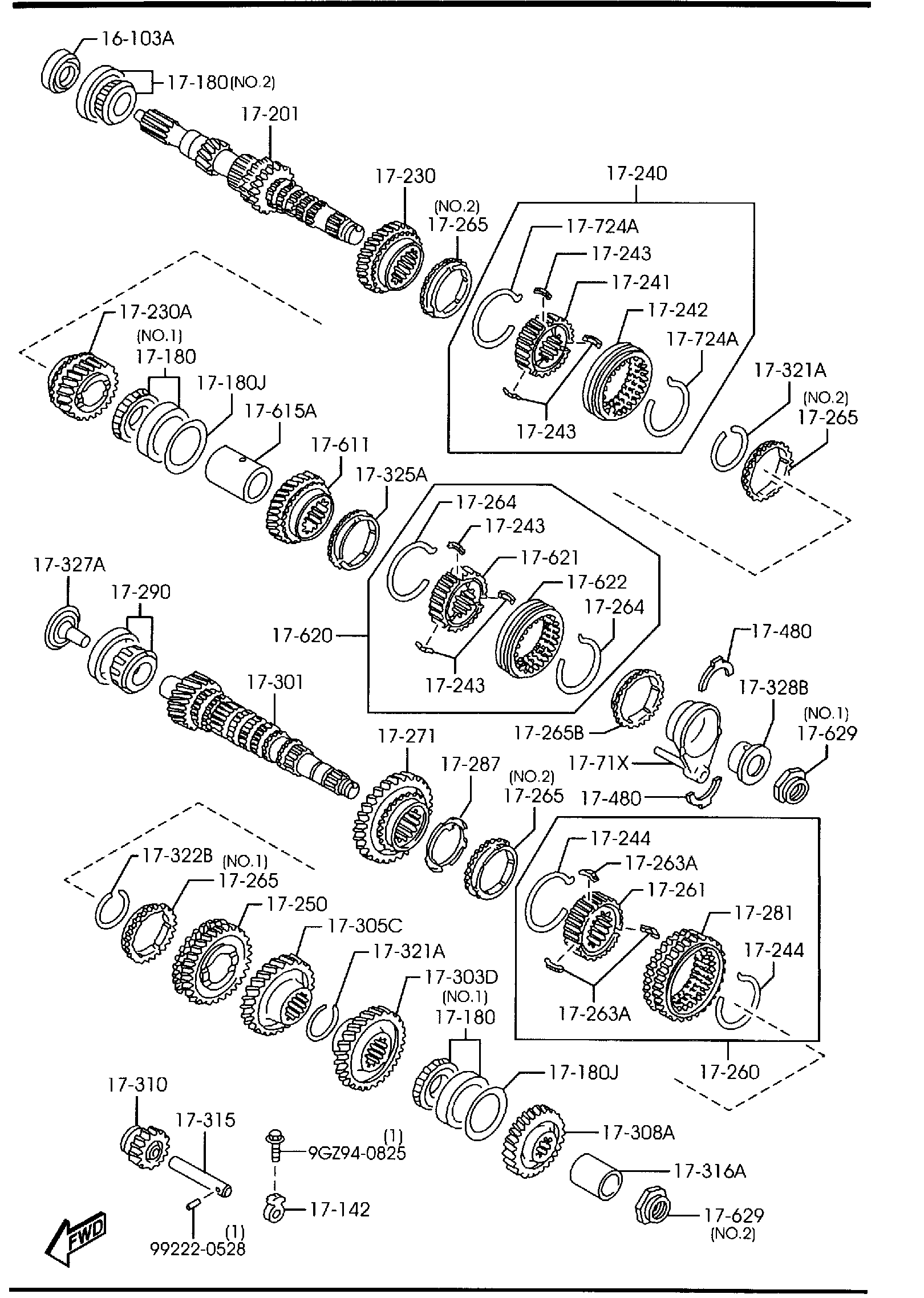 Diagram MANUAL TRANSMISSION GEARS (2WD) for your Mazda