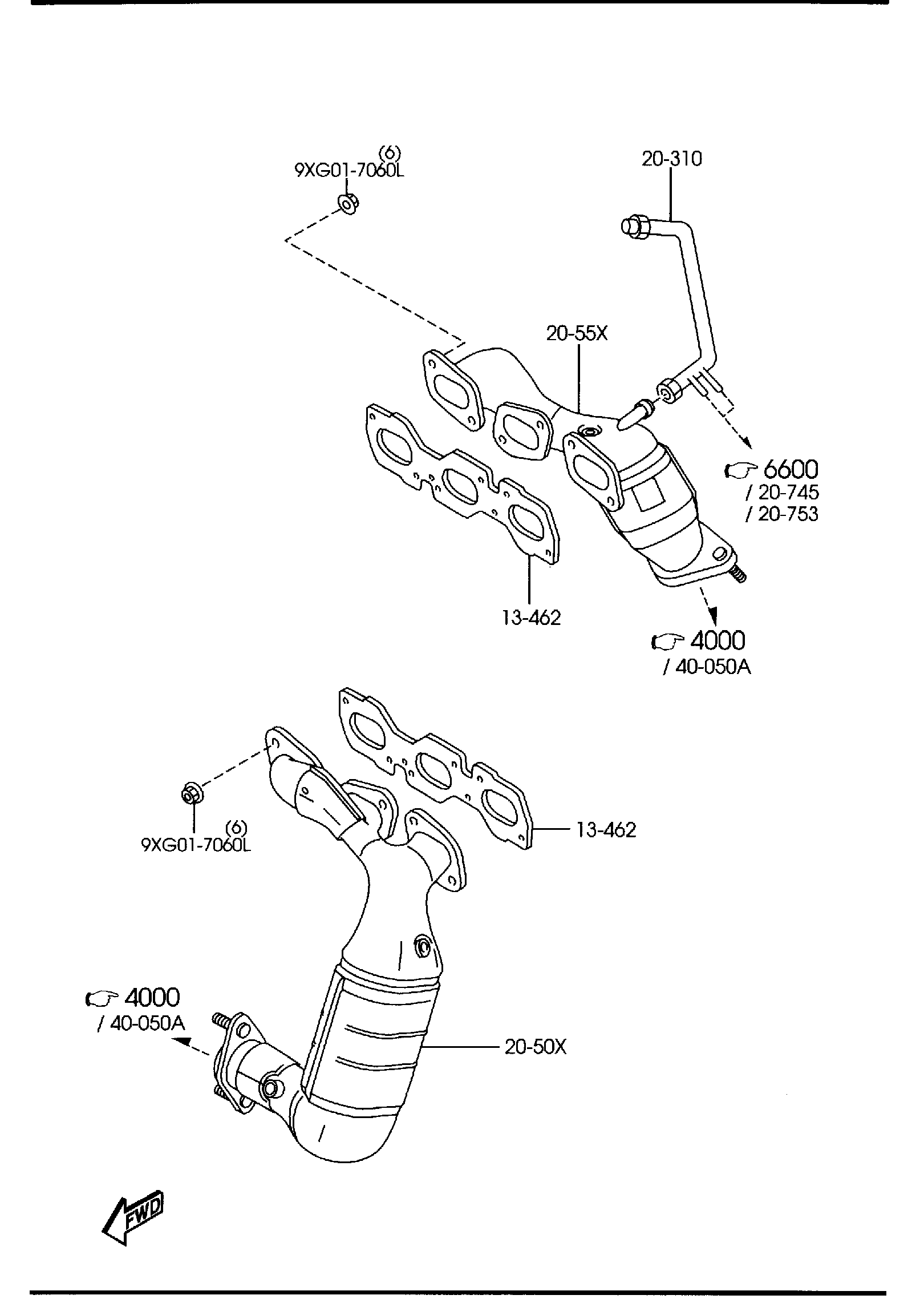 Diagram EXHAUST MANIFOLD (3000CC) for your 2013 Mazda Mazda6   