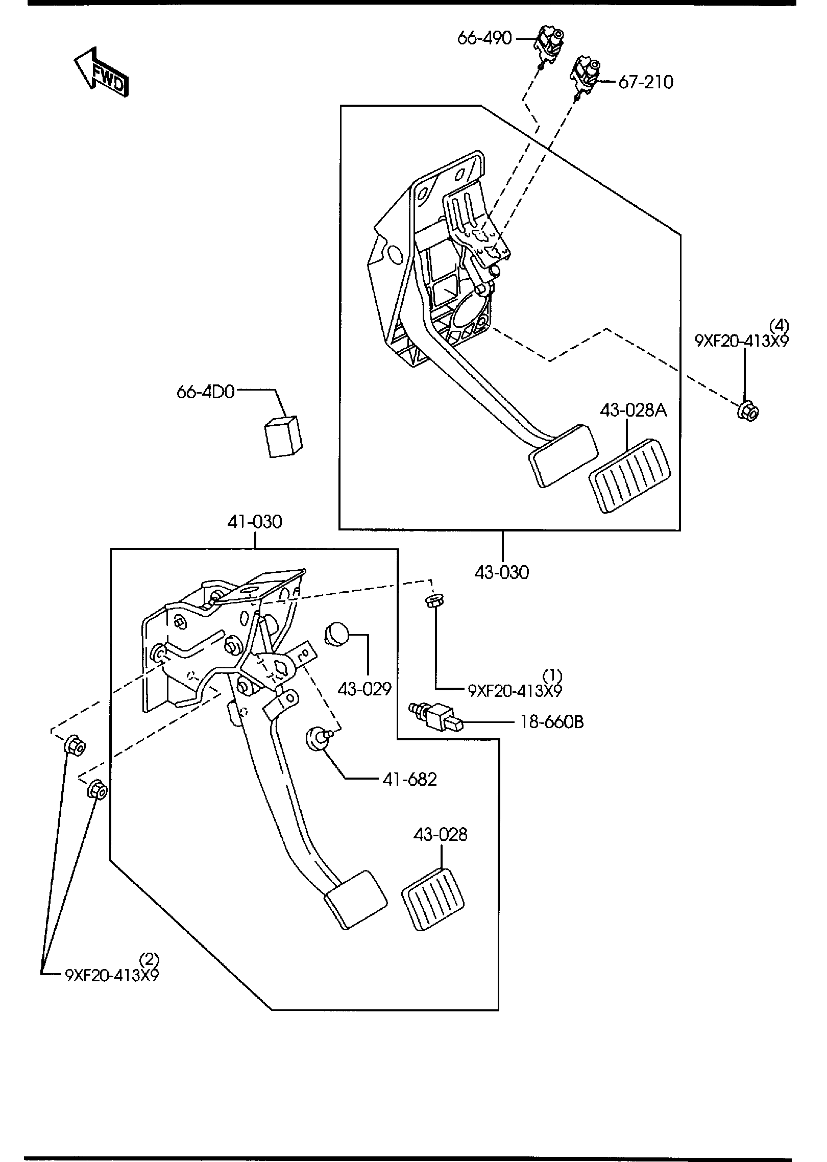 Diagram CLUTCH & BRAKE PEDALS (MANUAL TRANSMISSION) for your 2021 Mazda Mazda3   