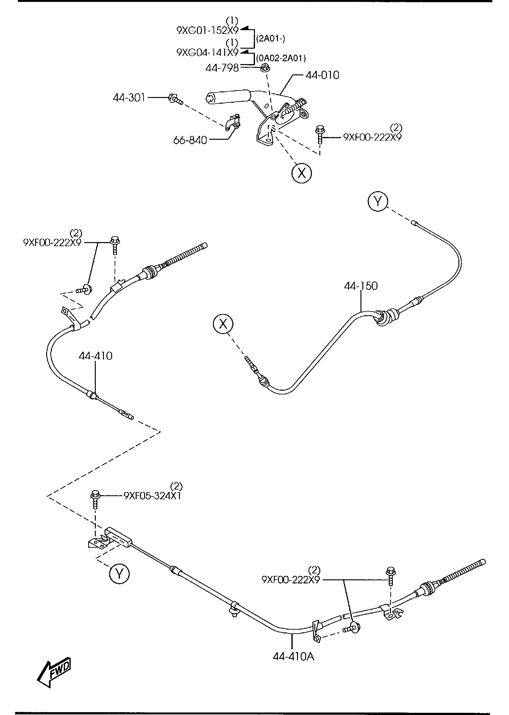 Diagram PARKING BRAKE SYSTEM for your 1998 Mazda 626  DX Sedan 