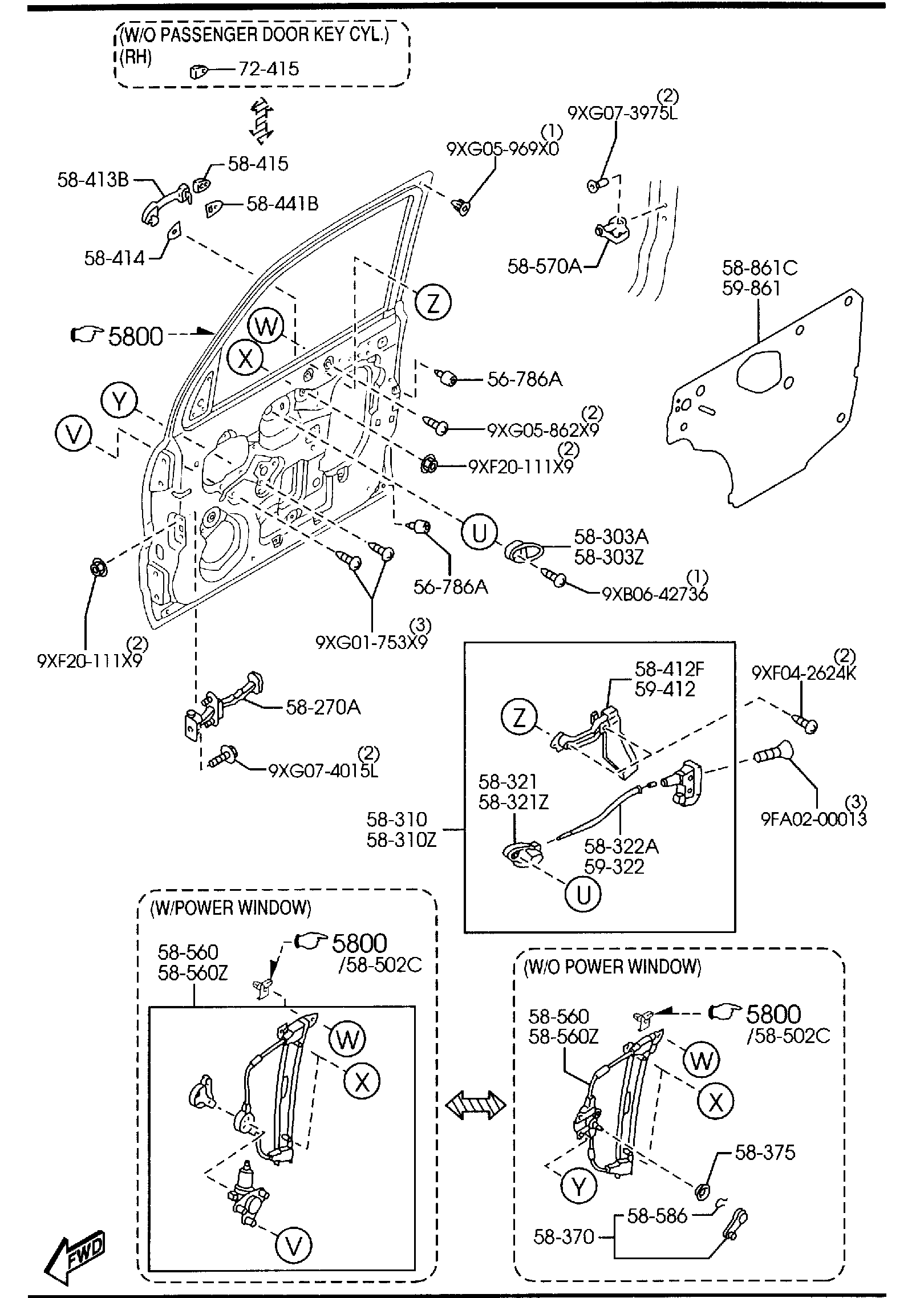Diagram FRONT DOOR MECHANISMS for your 2022 Mazda CX-9   